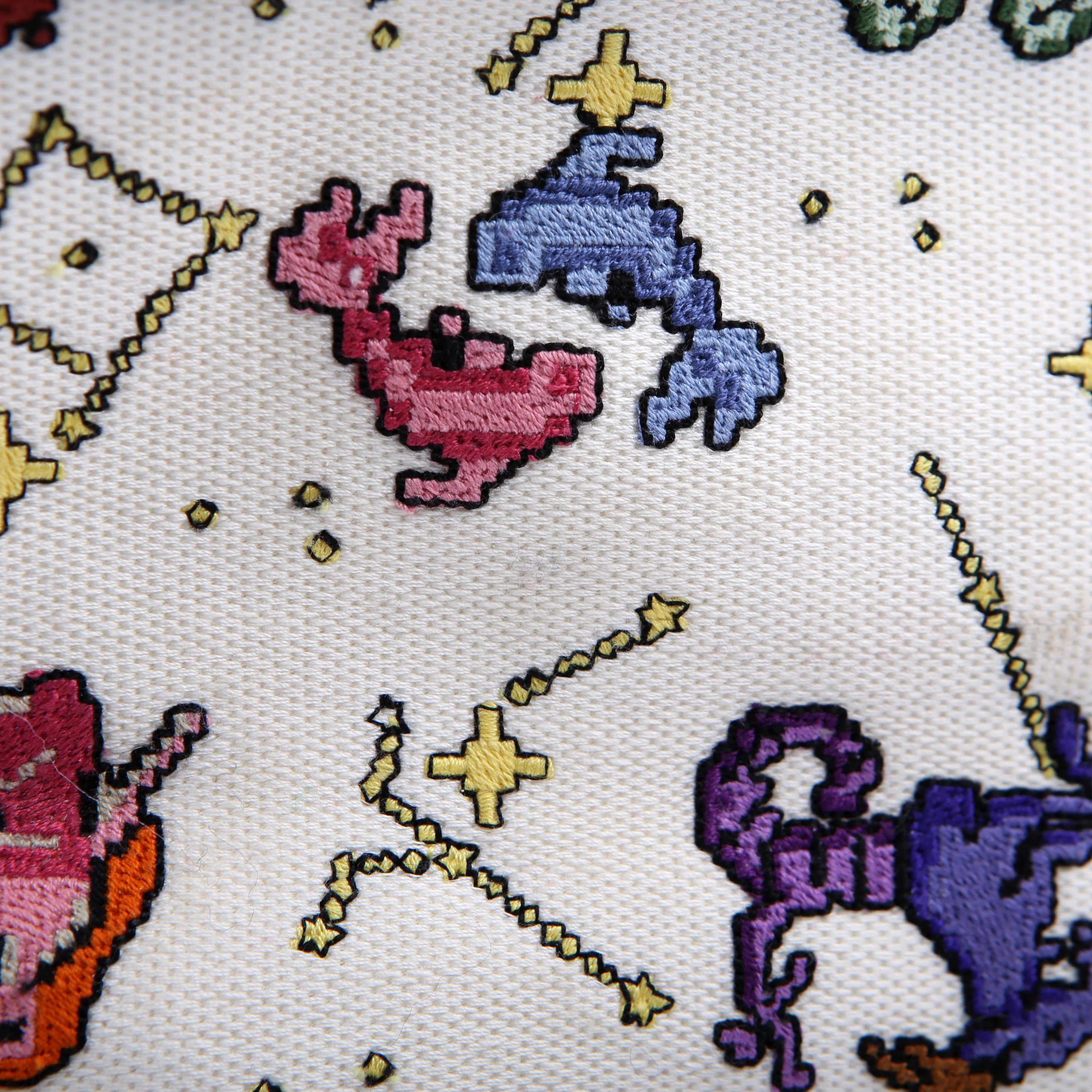 Book Tote Large Embroidered Pixel Zodiac Multicolor - Image 11