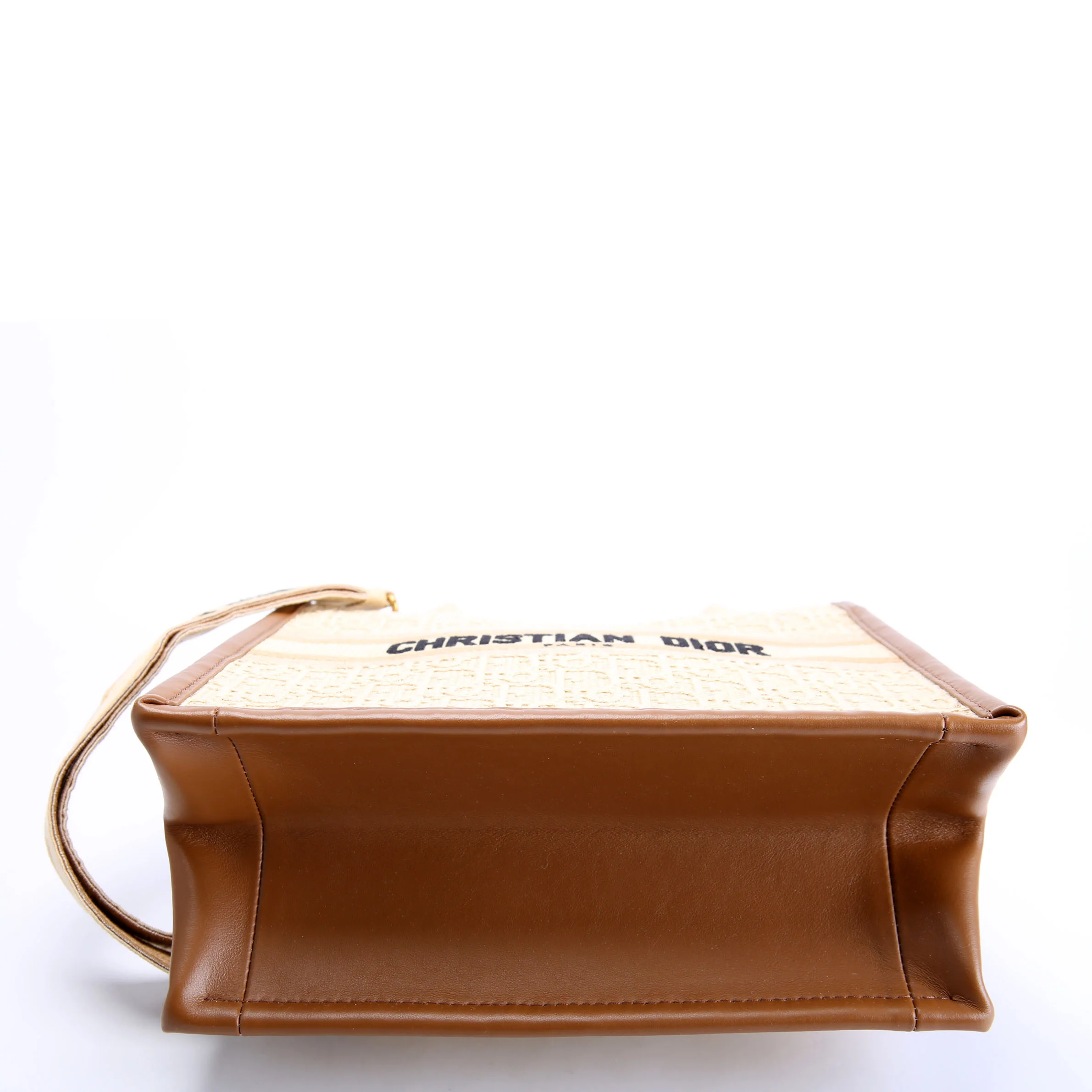 Book Tote Small With Strap Oblique Raffia/Calfskin Tan - Image 4