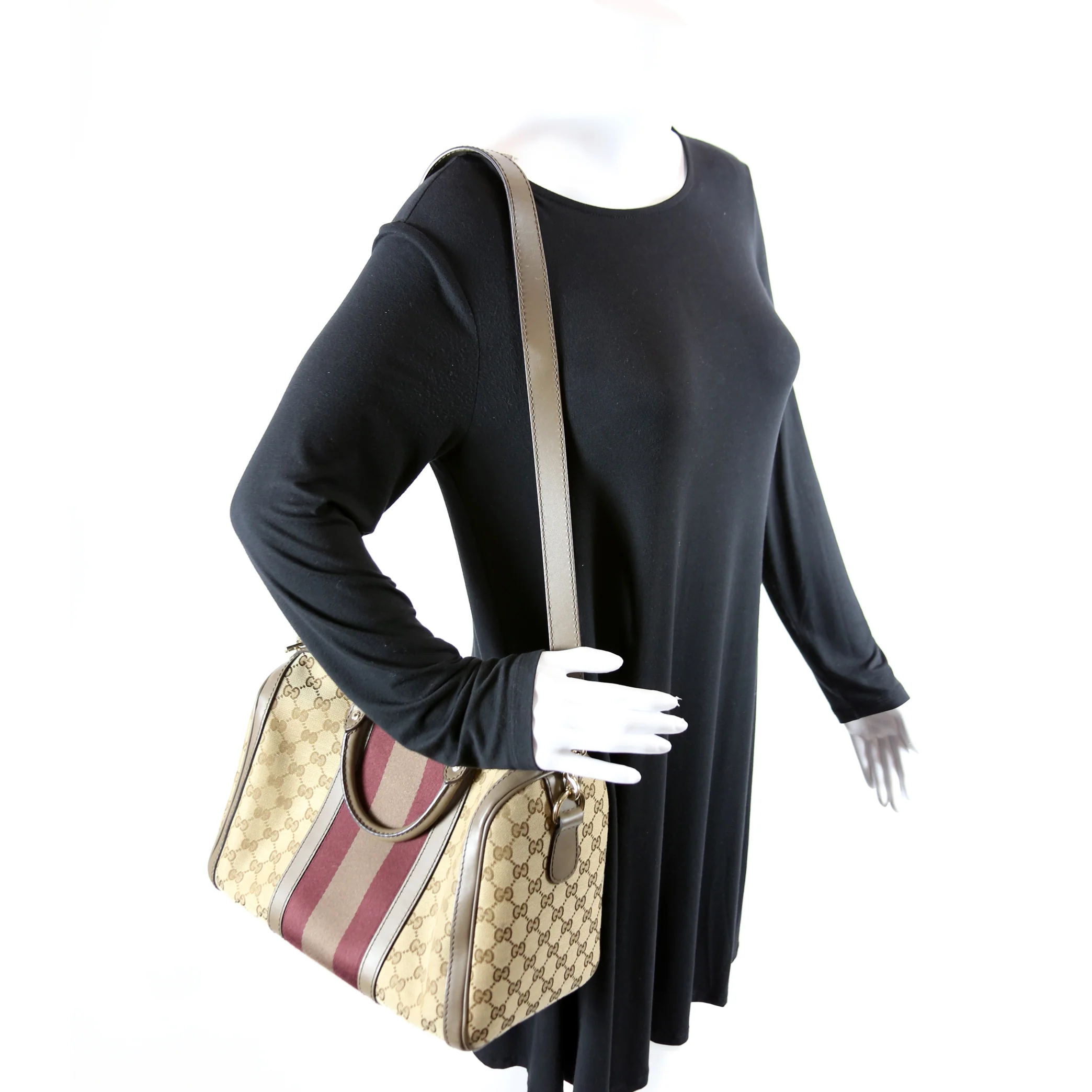 Boston Bag Canvas 247205 Taupe - Image 12