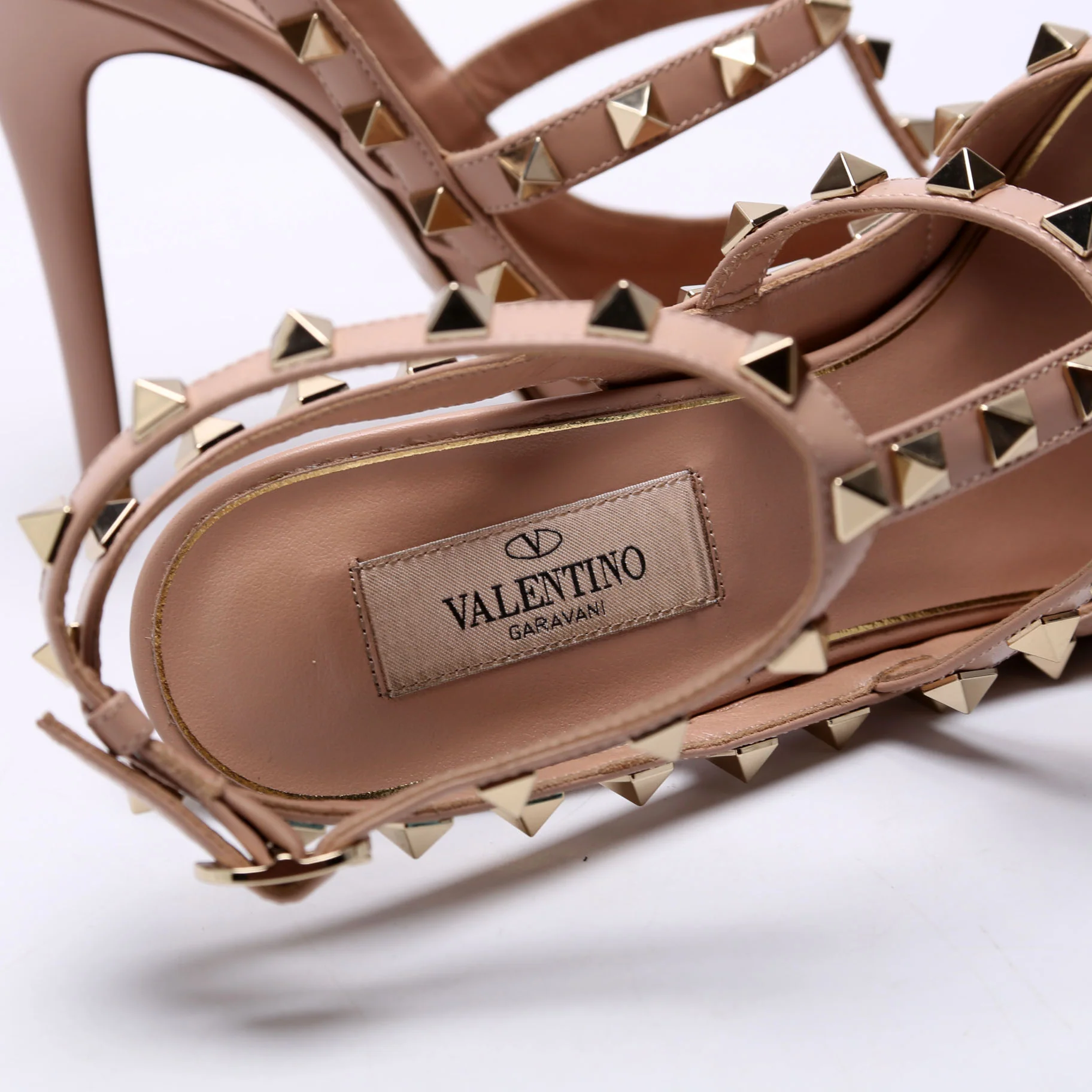 Boudoir Rockstud Ankle Strap Heels Size 38 Tan - Image 6