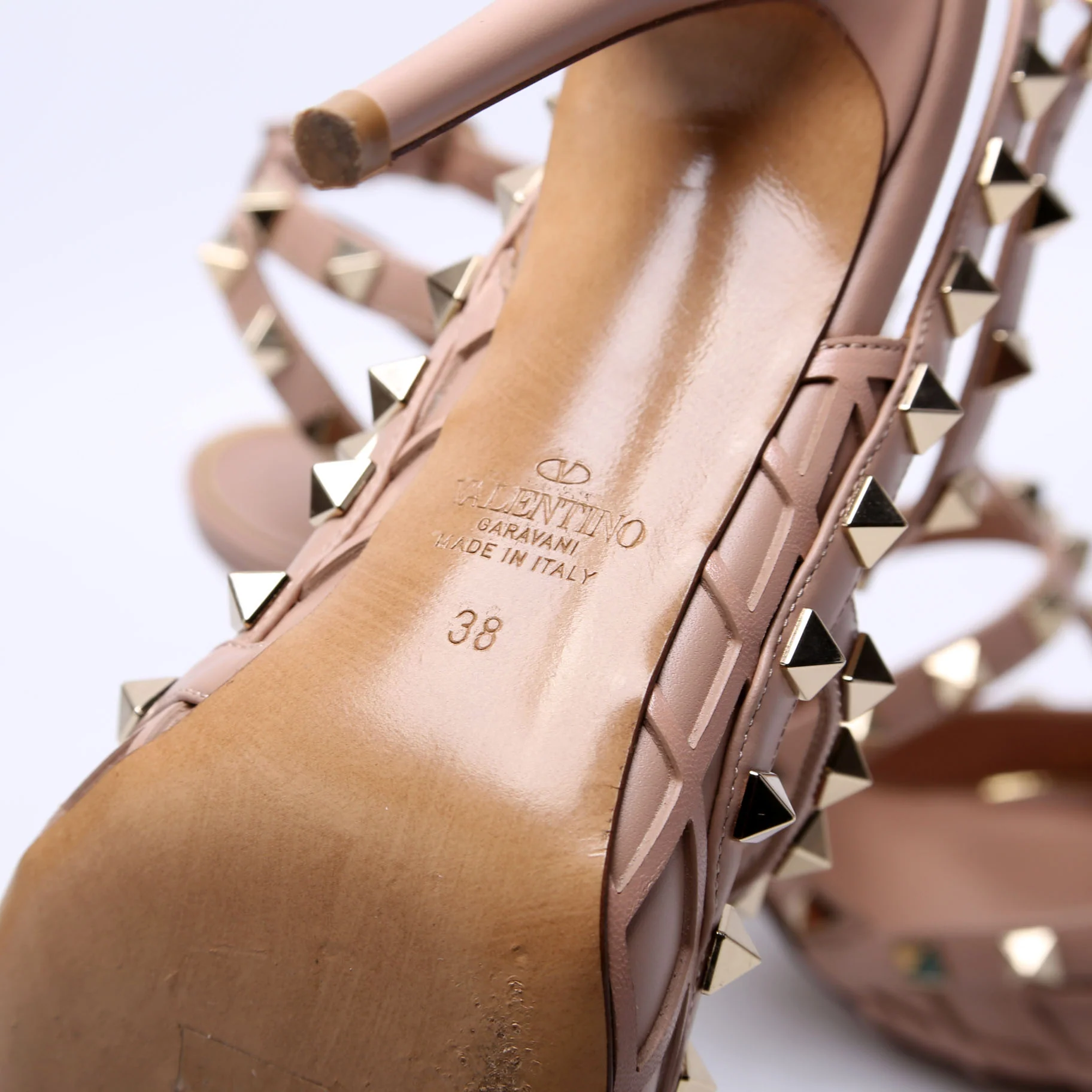 Boudoir Rockstud Ankle Strap Heels Size 38 Tan - Image 7