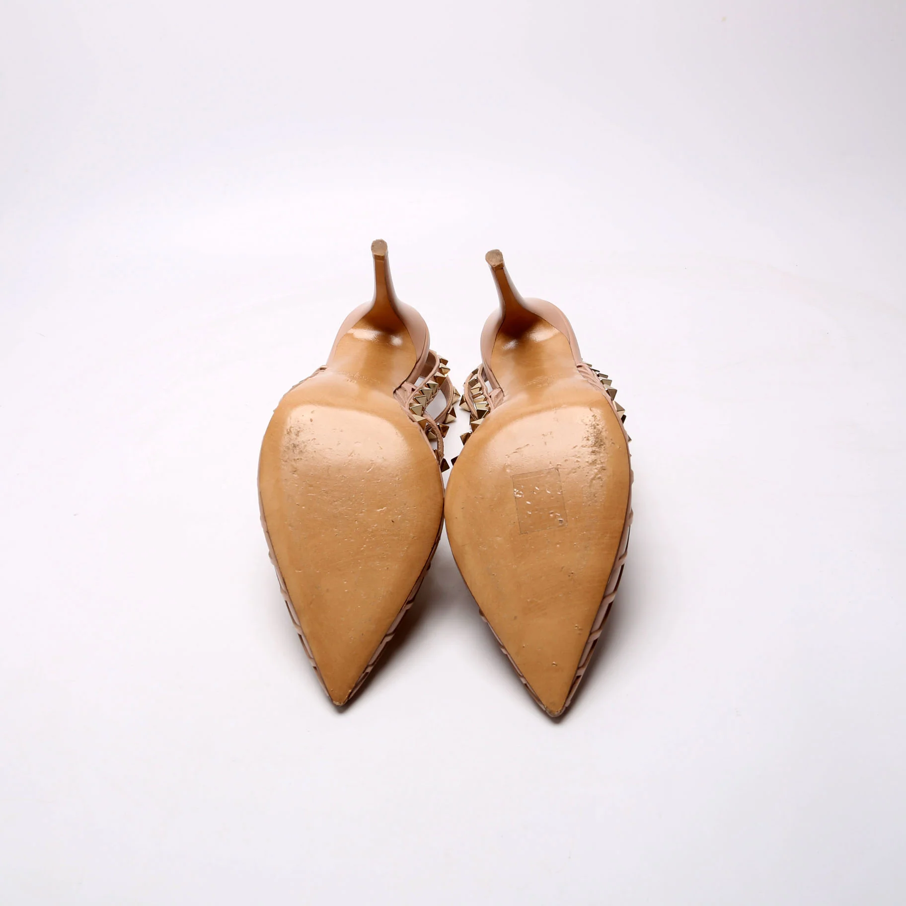 Boudoir Rockstud Ankle Strap Heels Size 38 Tan - Image 8