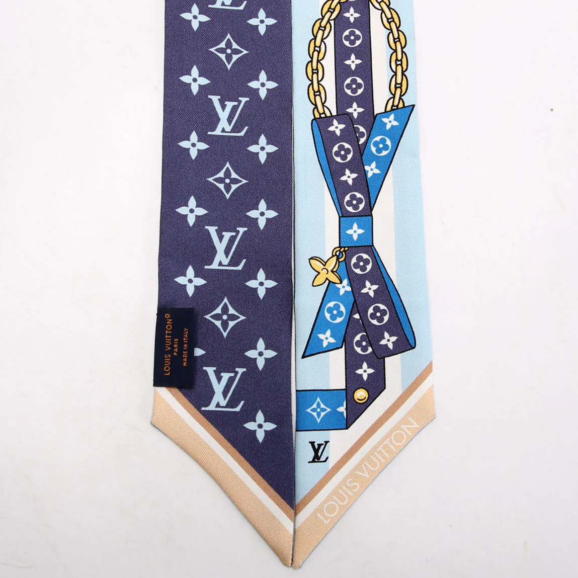 Bow BB Bandeau Silk Scarf Blue - Image 4