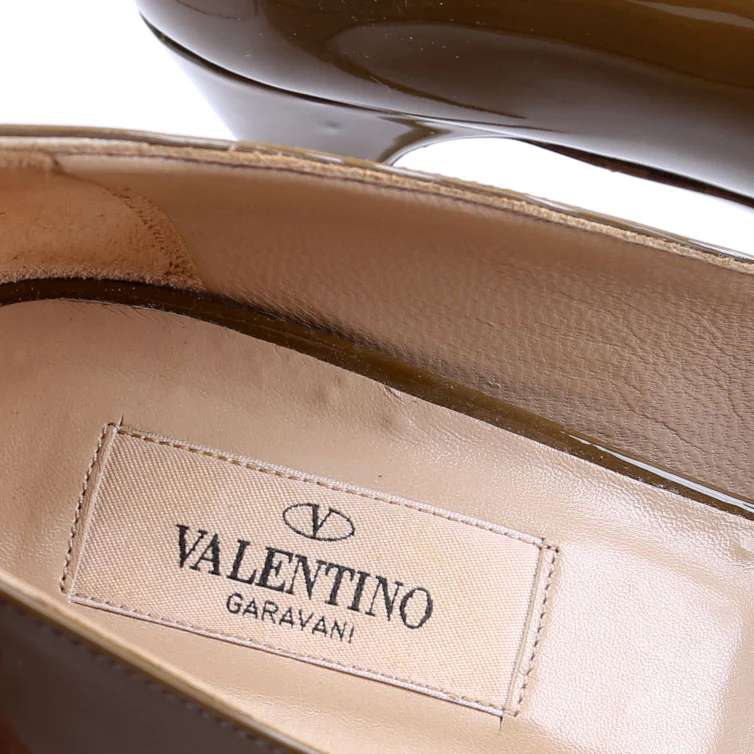 Bow Patent Platform Pumps Size 39 Olive Green - Image 5