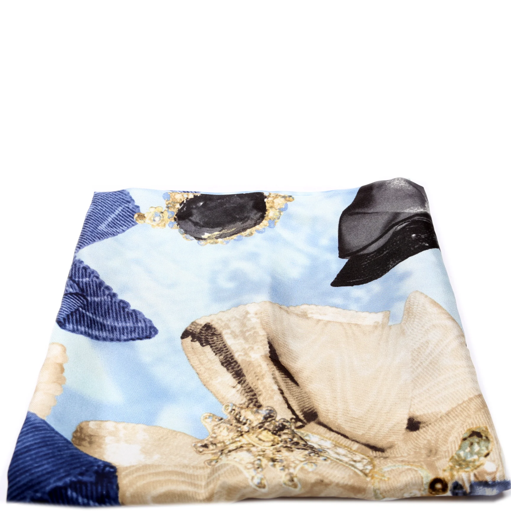 Bow Printed Square Silk Scarf