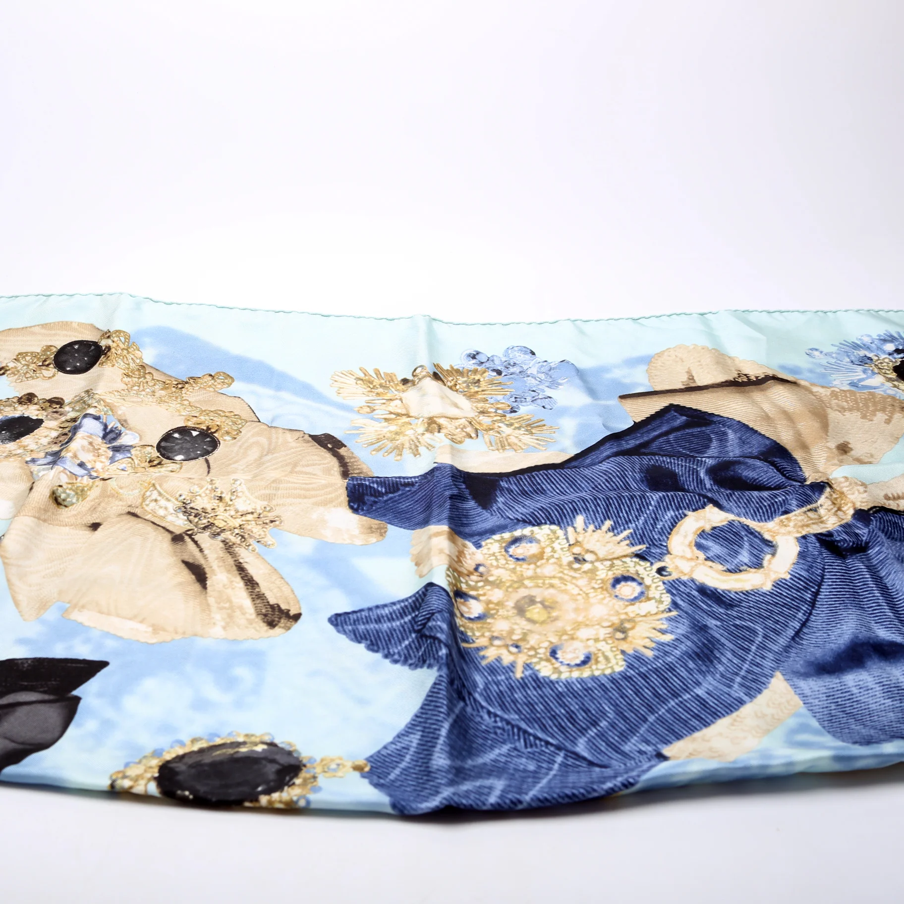 Bow Printed Square Silk Scarf - Image 3