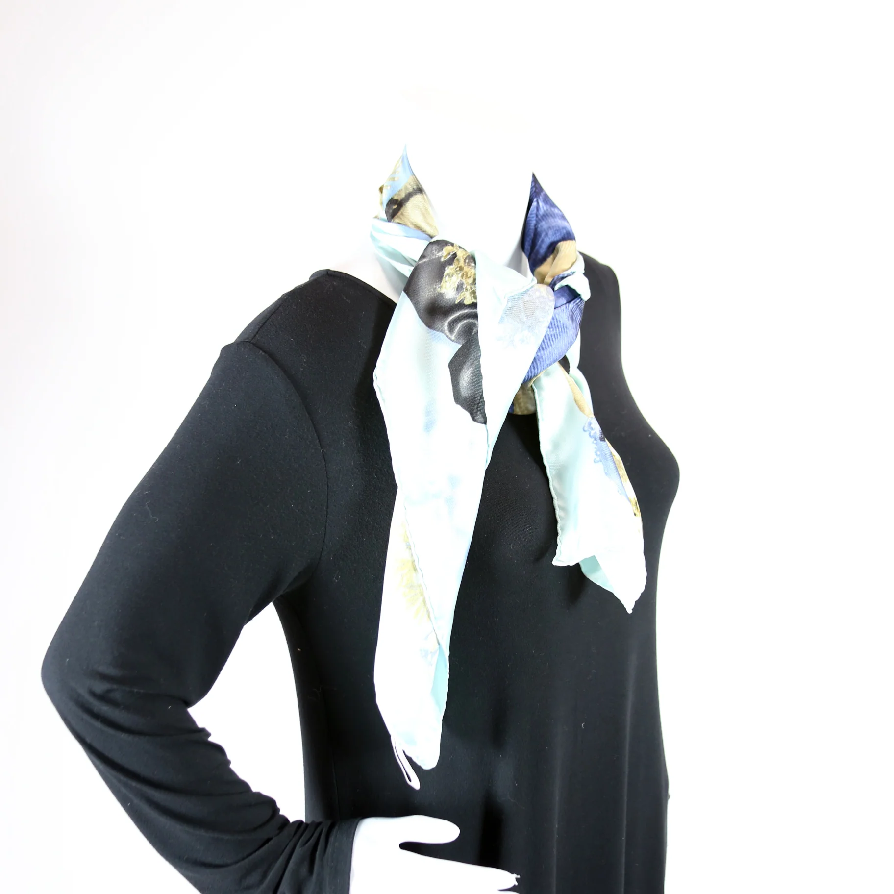 Bow Printed Square Silk Scarf - Image 6