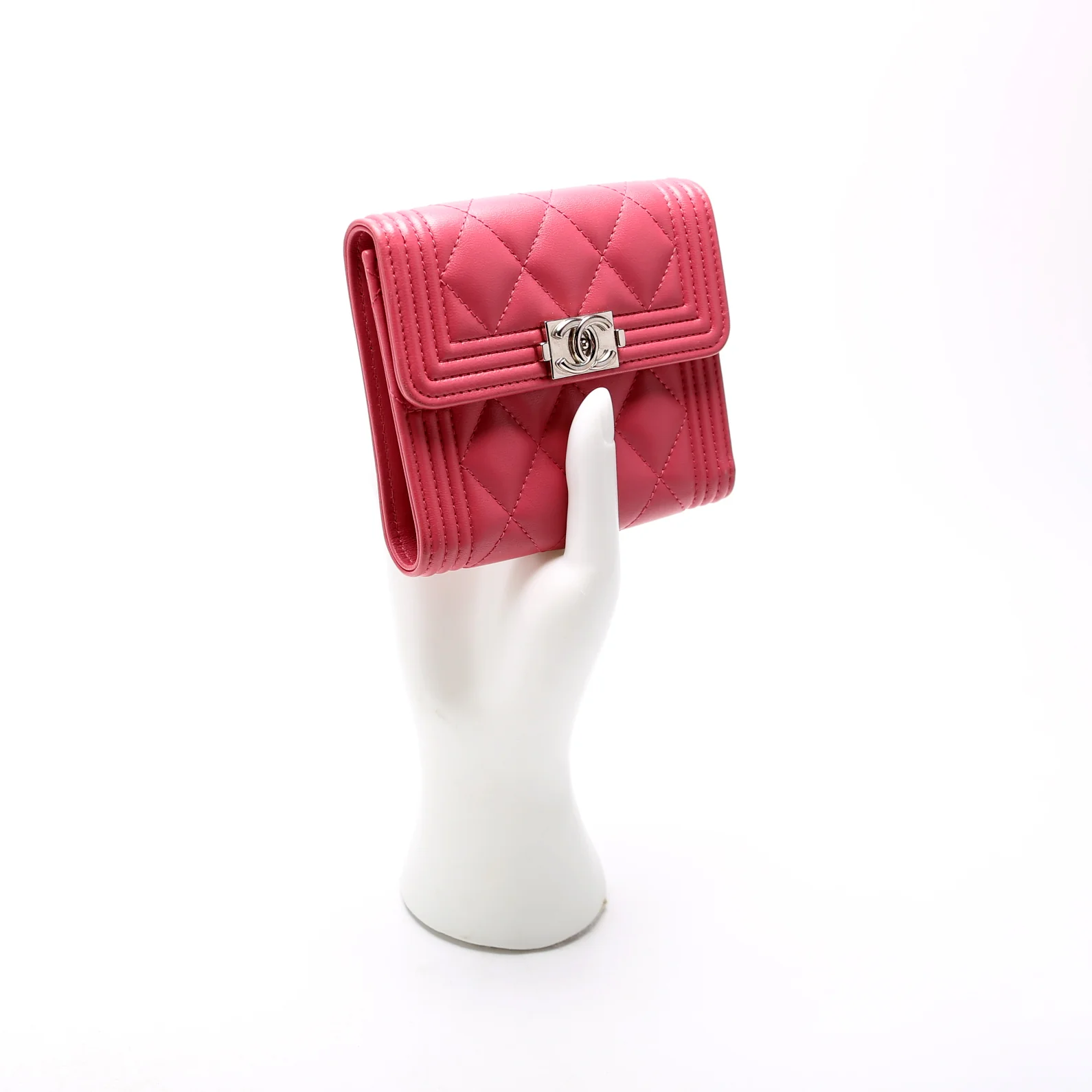 Boy Compact Wallet Lambskin 24M Pink - Image 9