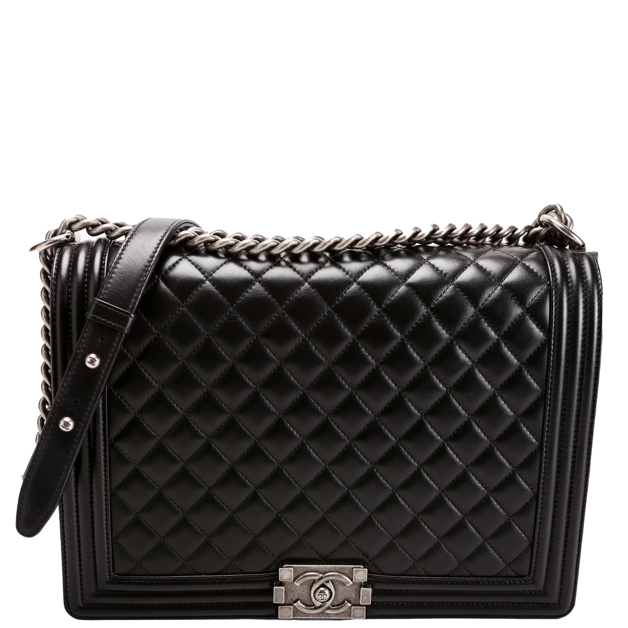 Boy Flap Large Lambskin Black/Silver