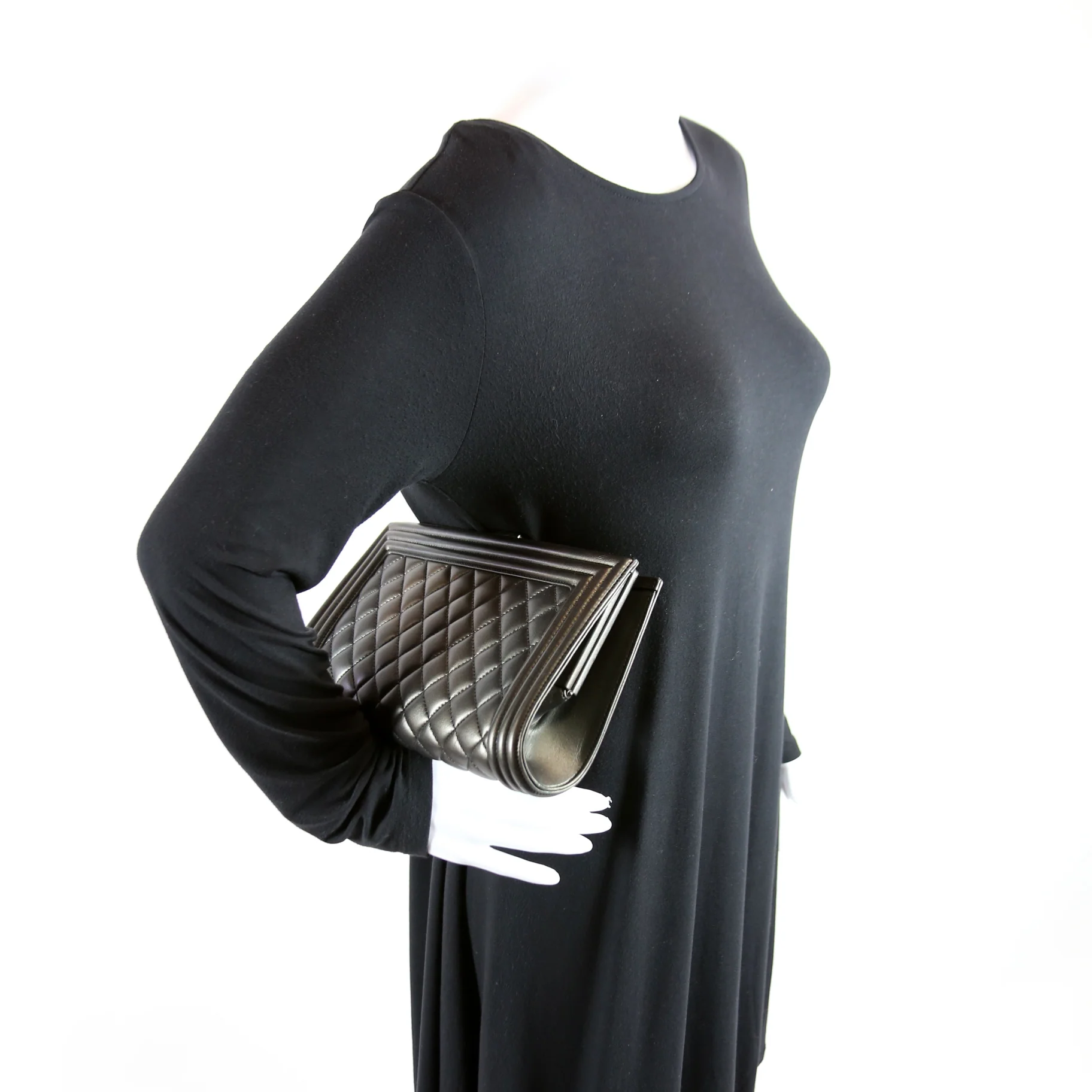 Boy Frame Clutch Metallic Lambskin 24M Grey - Image 10