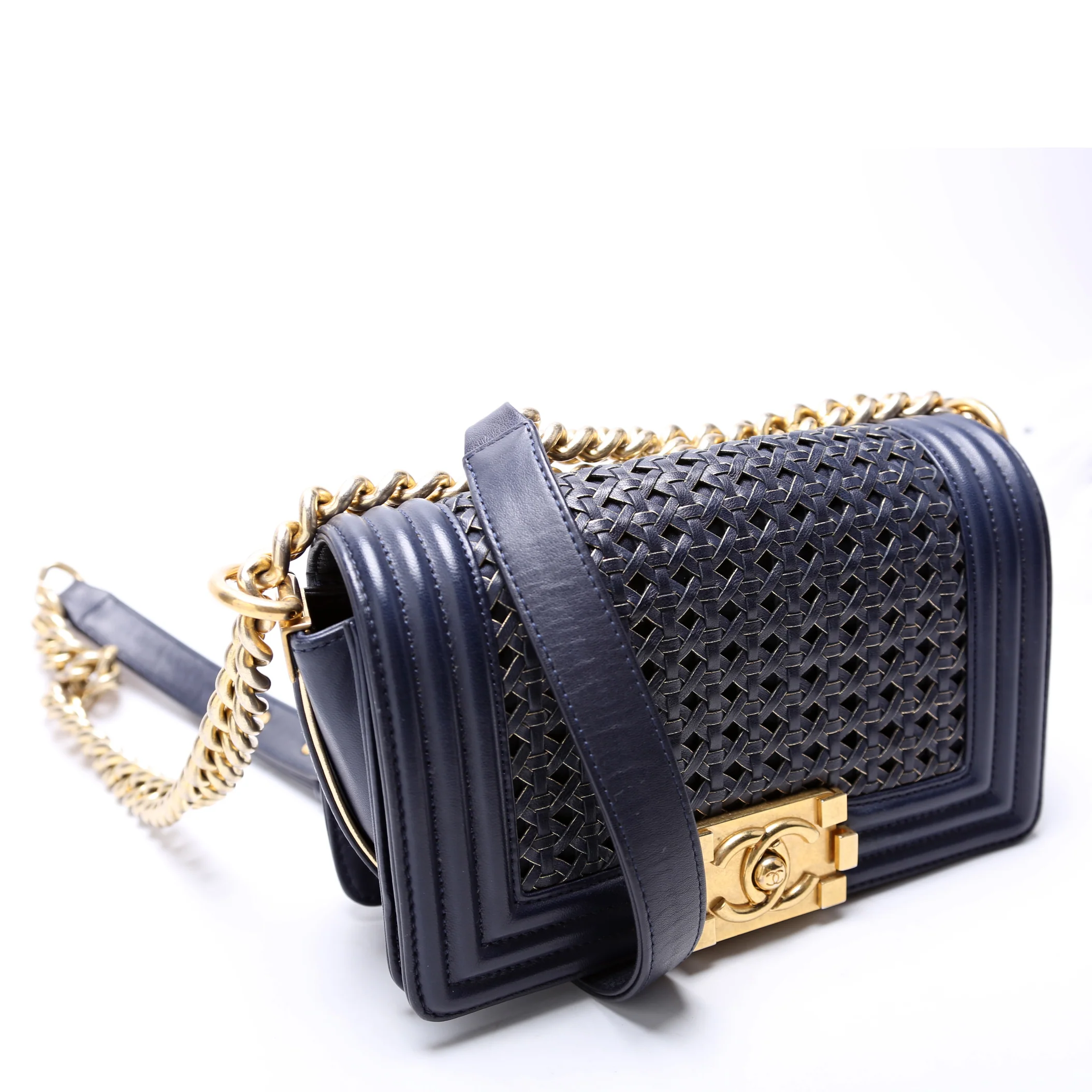 Boy Reverso Flap Small Braided Sheepskin 19M Navy - Image 2