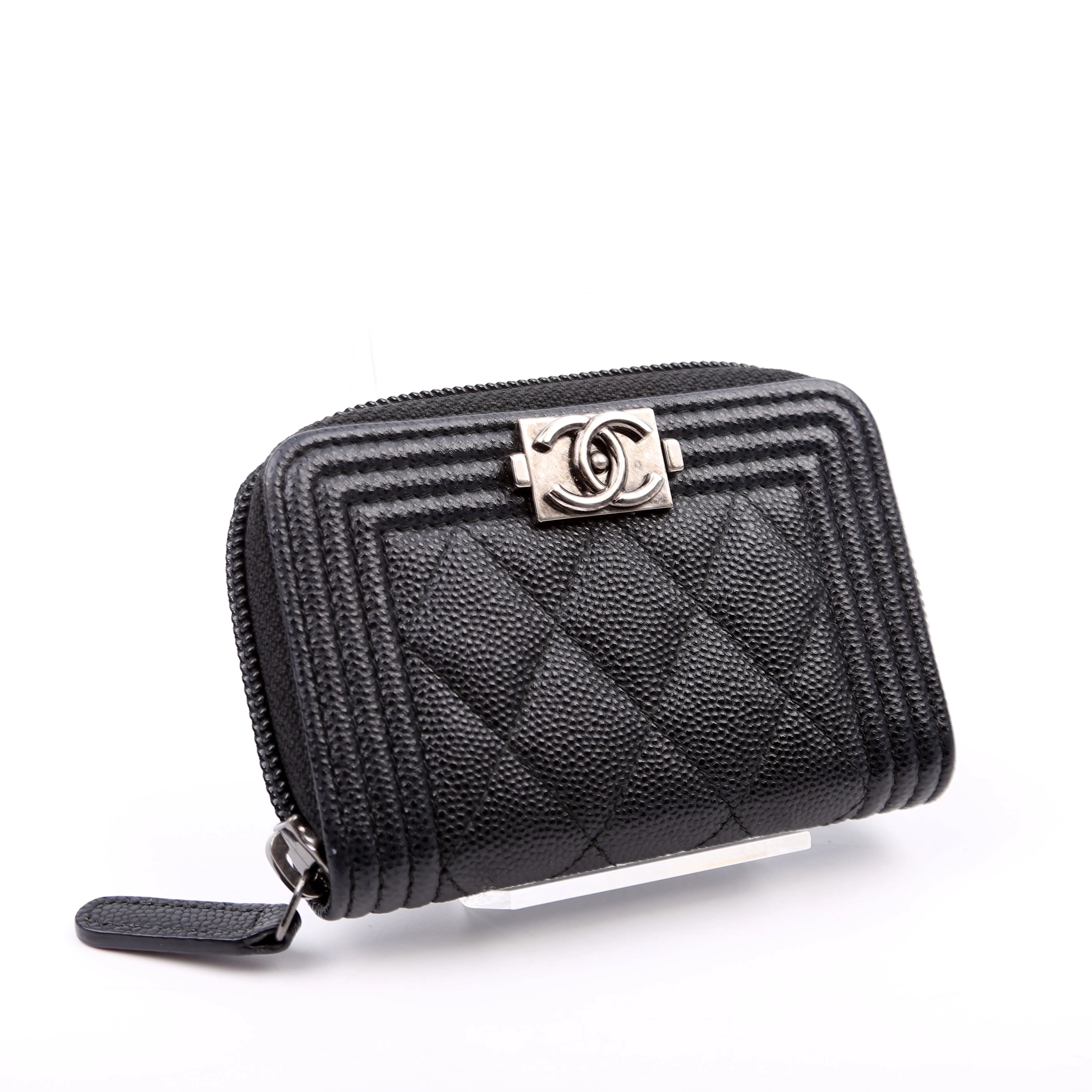 Boy Zip Around Coin Purse Quilted Caviar 23M Black - Image 2