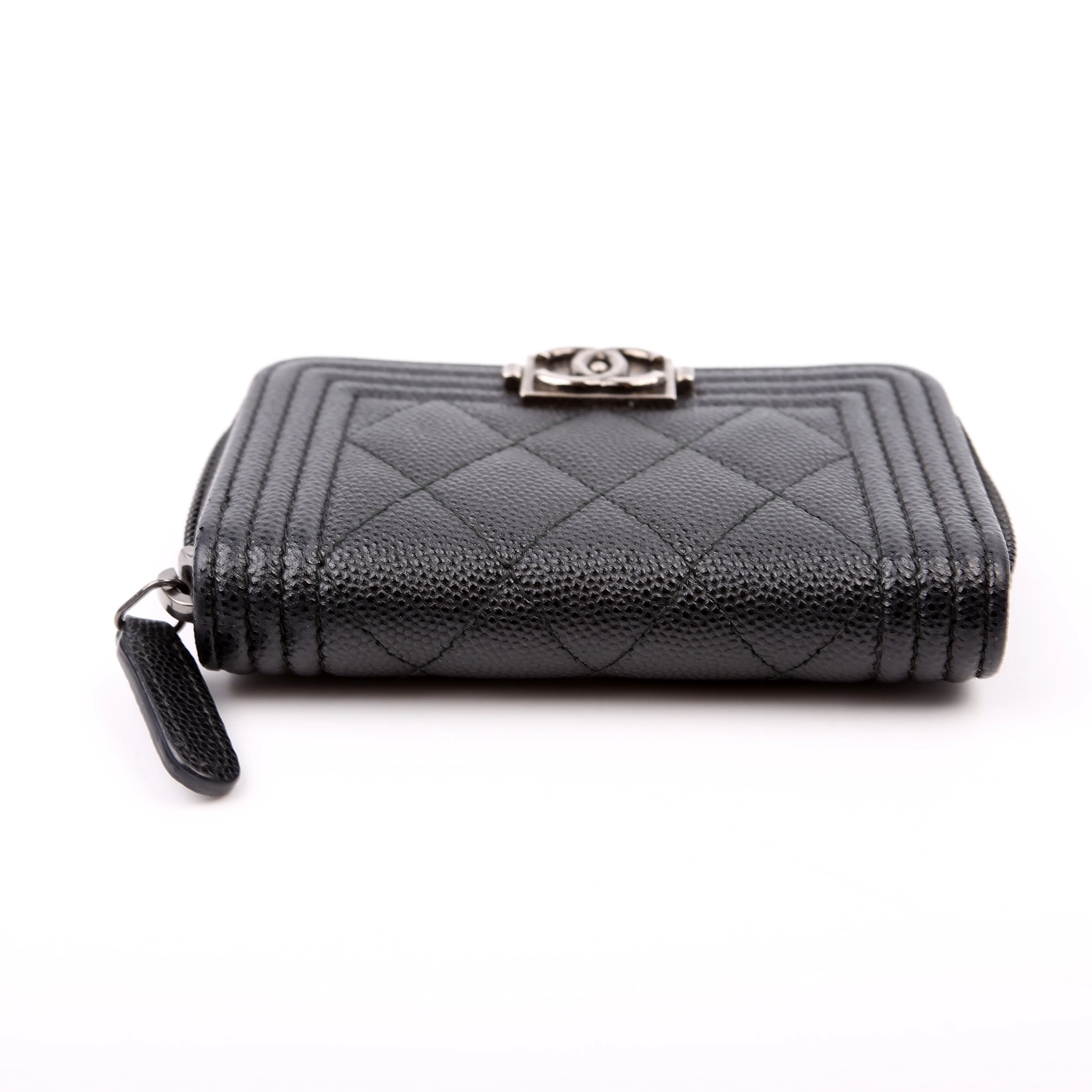 Boy Zip Around Coin Purse Quilted Caviar 23M Black - Image 4
