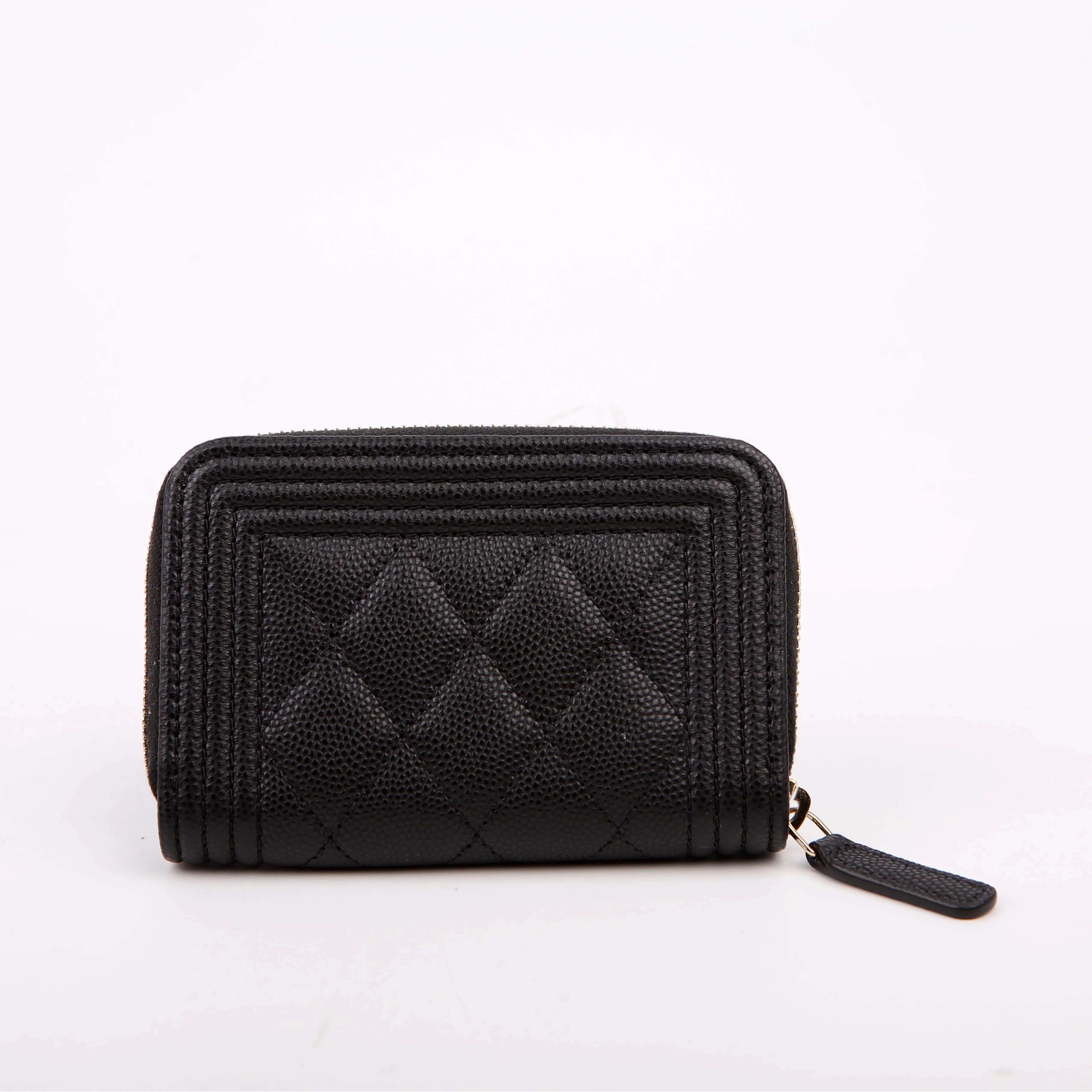 Boy Zip Around Coin Purse Quilted Caviar RFID Black/Gold - Image 3