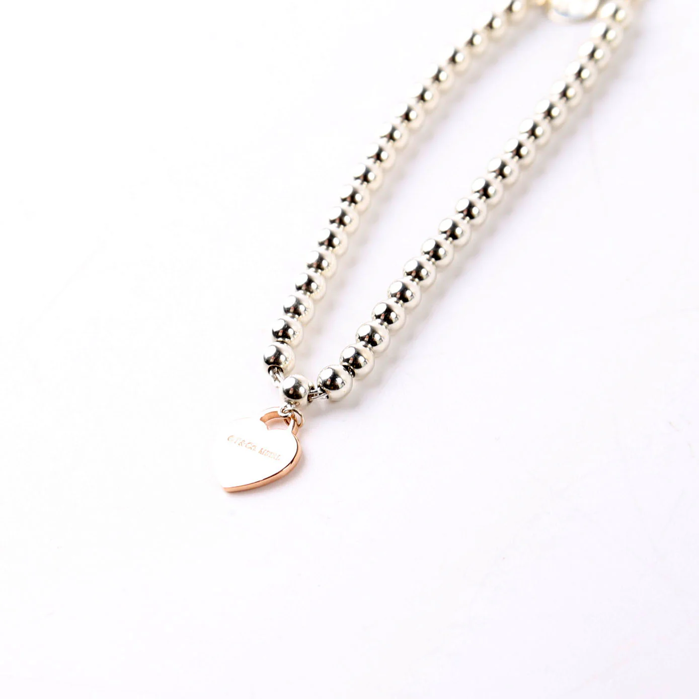 Bracelet: Please Return To Mini Heart Bead Chain 925/Metal - Image 3