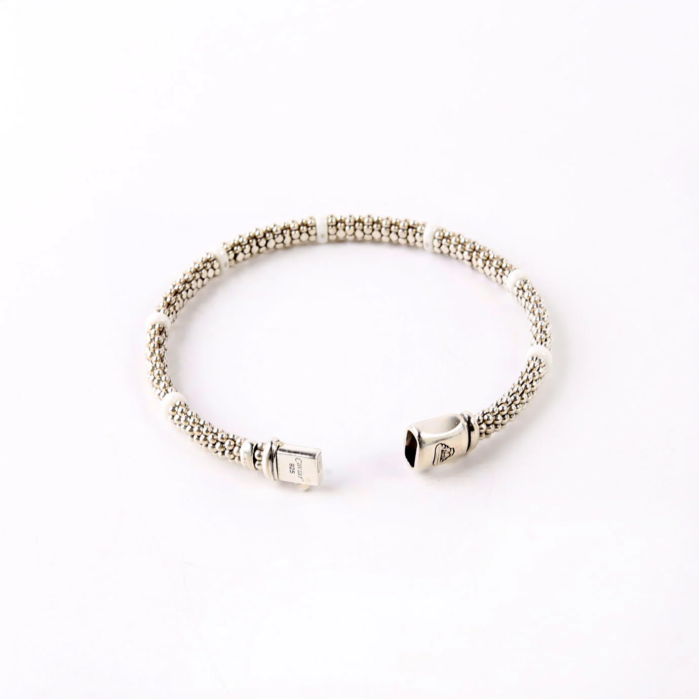 Bracelet: White Caviar Ceramic Beaded 6MM 925 - Image 5