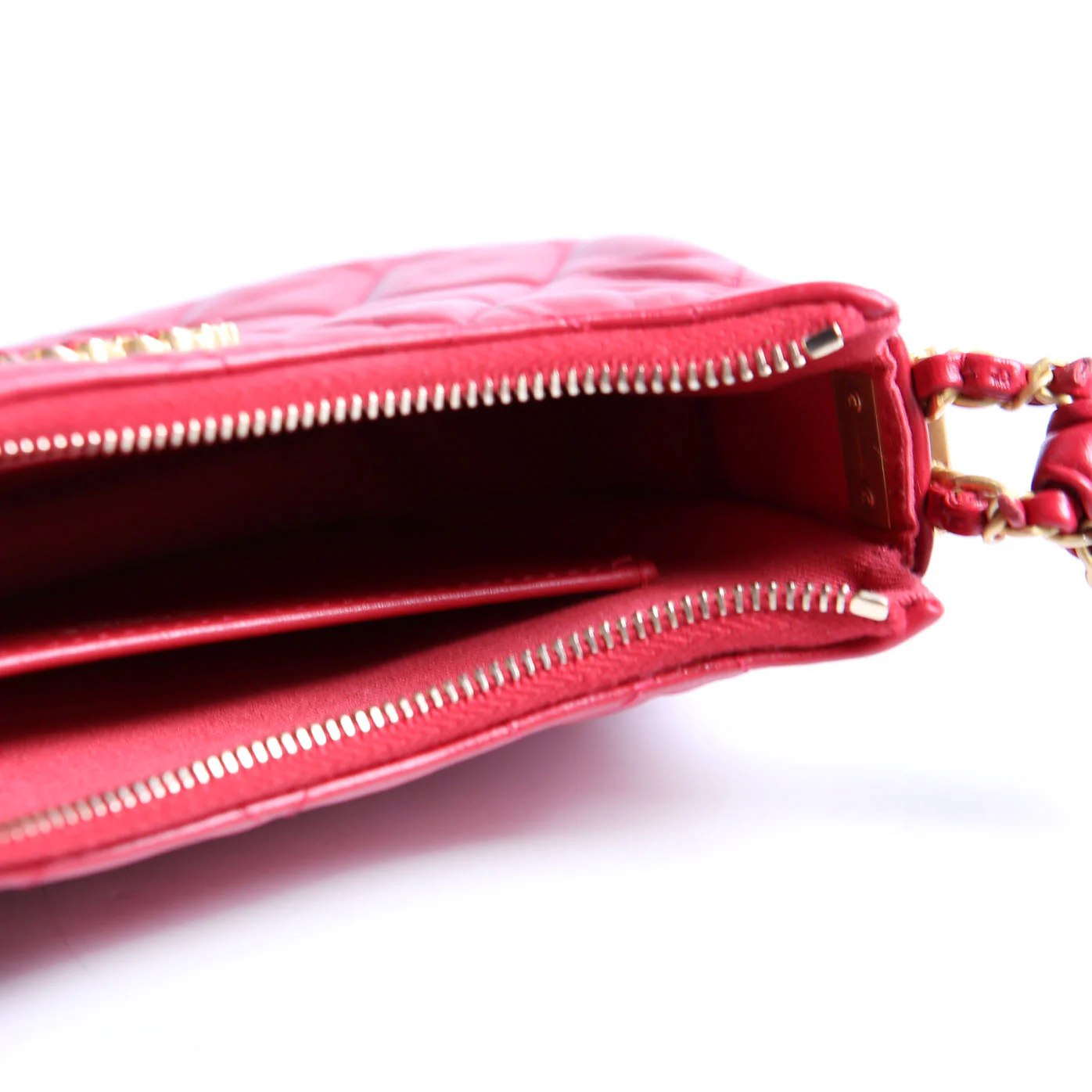 Braided CC Small Hobo Crumpled Calfskin RFID Red - Image 12
