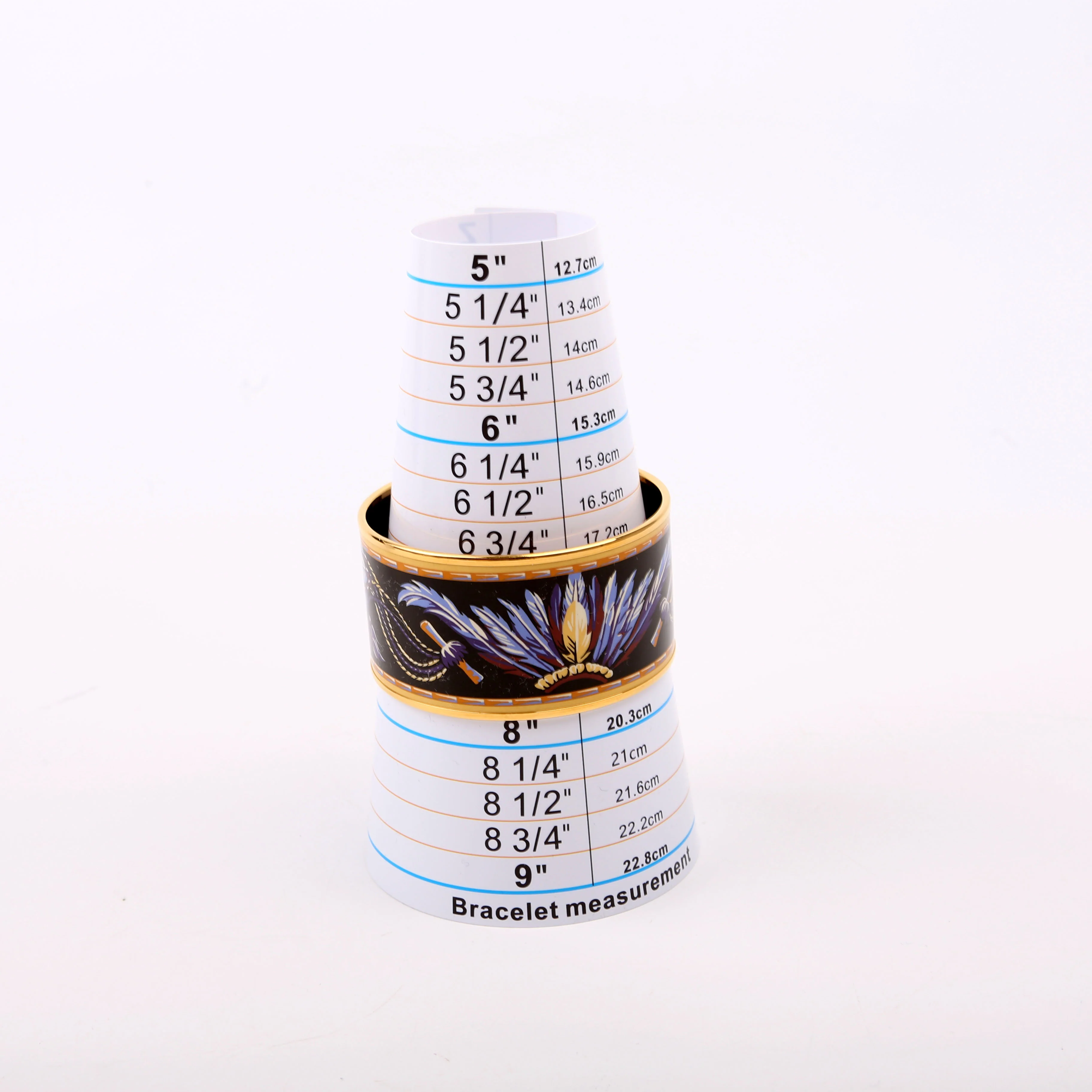 'Brazil' Printed Enamel Wide Bangle Bracelet Gold/Multicolor - Image 5