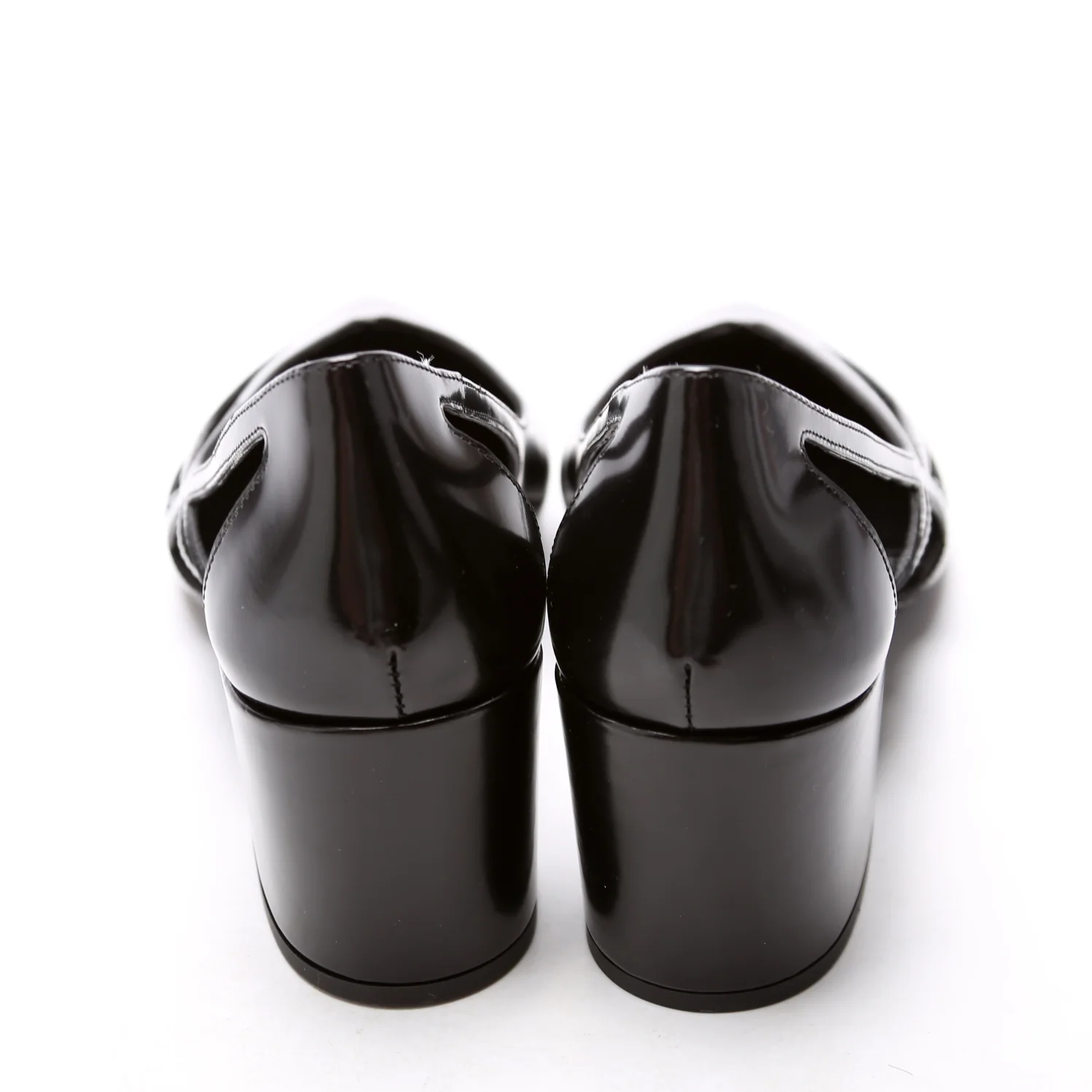 Brushed Leather Cut-Out 55MM Pumps Size 38 Black - Image 4
