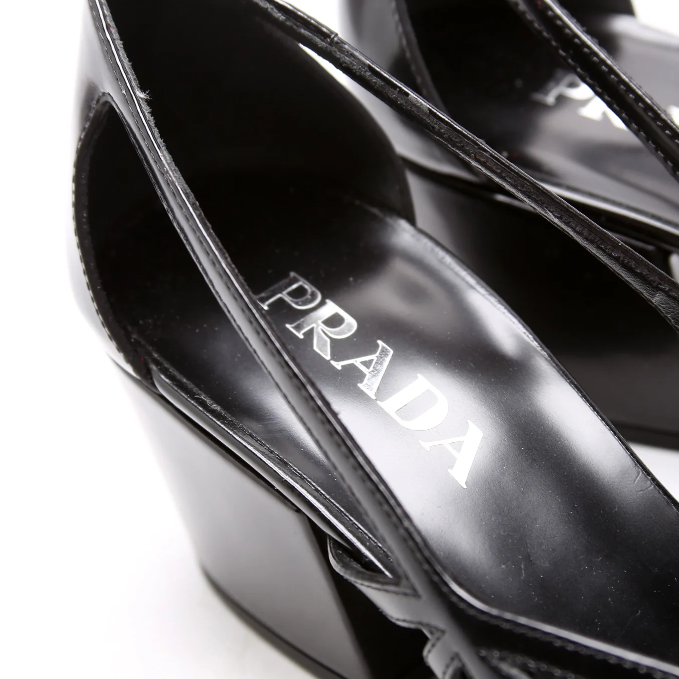 Brushed Leather Cut-Out 55MM Pumps Size 38 Black - Image 5
