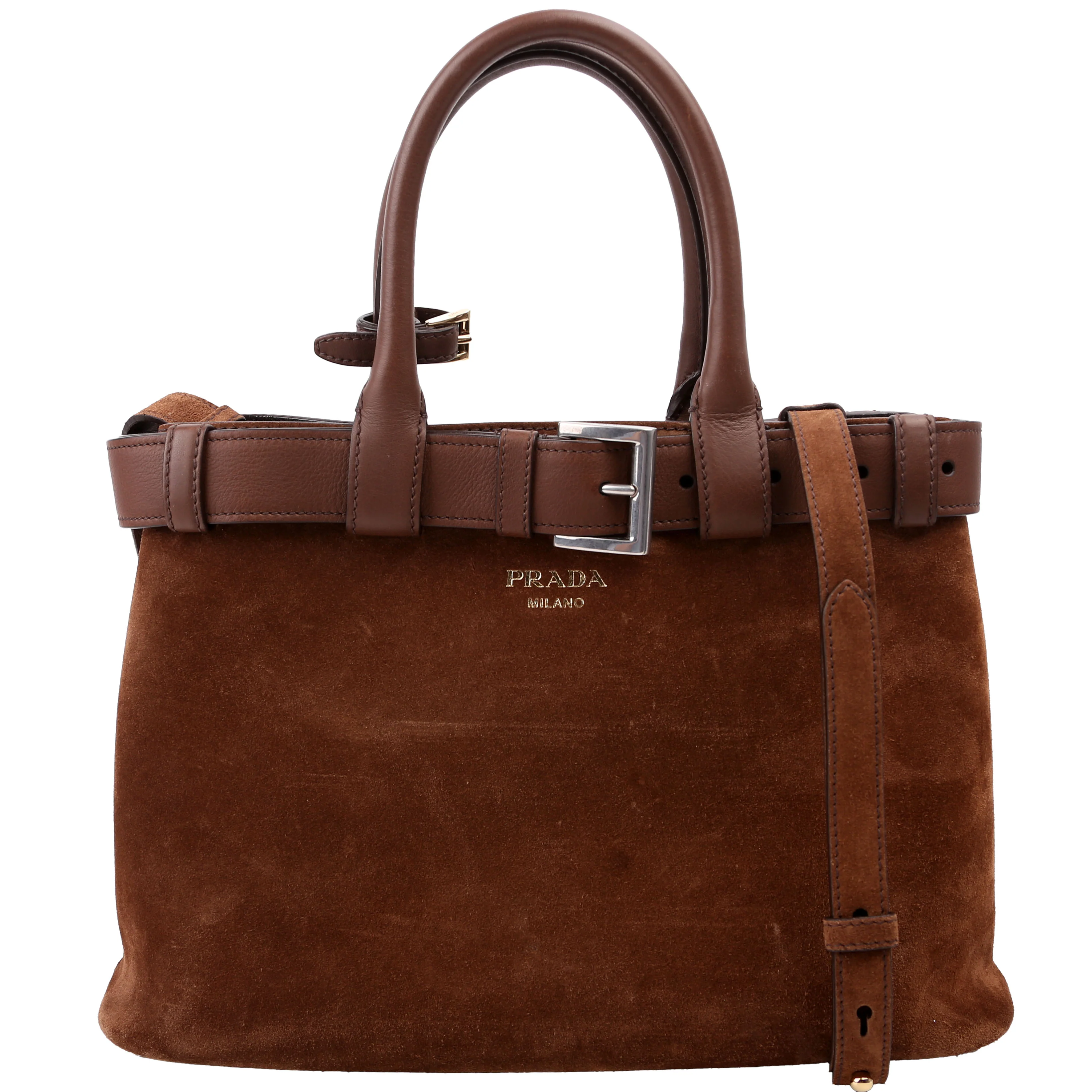 Buckle Bag With Belt Scamosciate Small Brown
