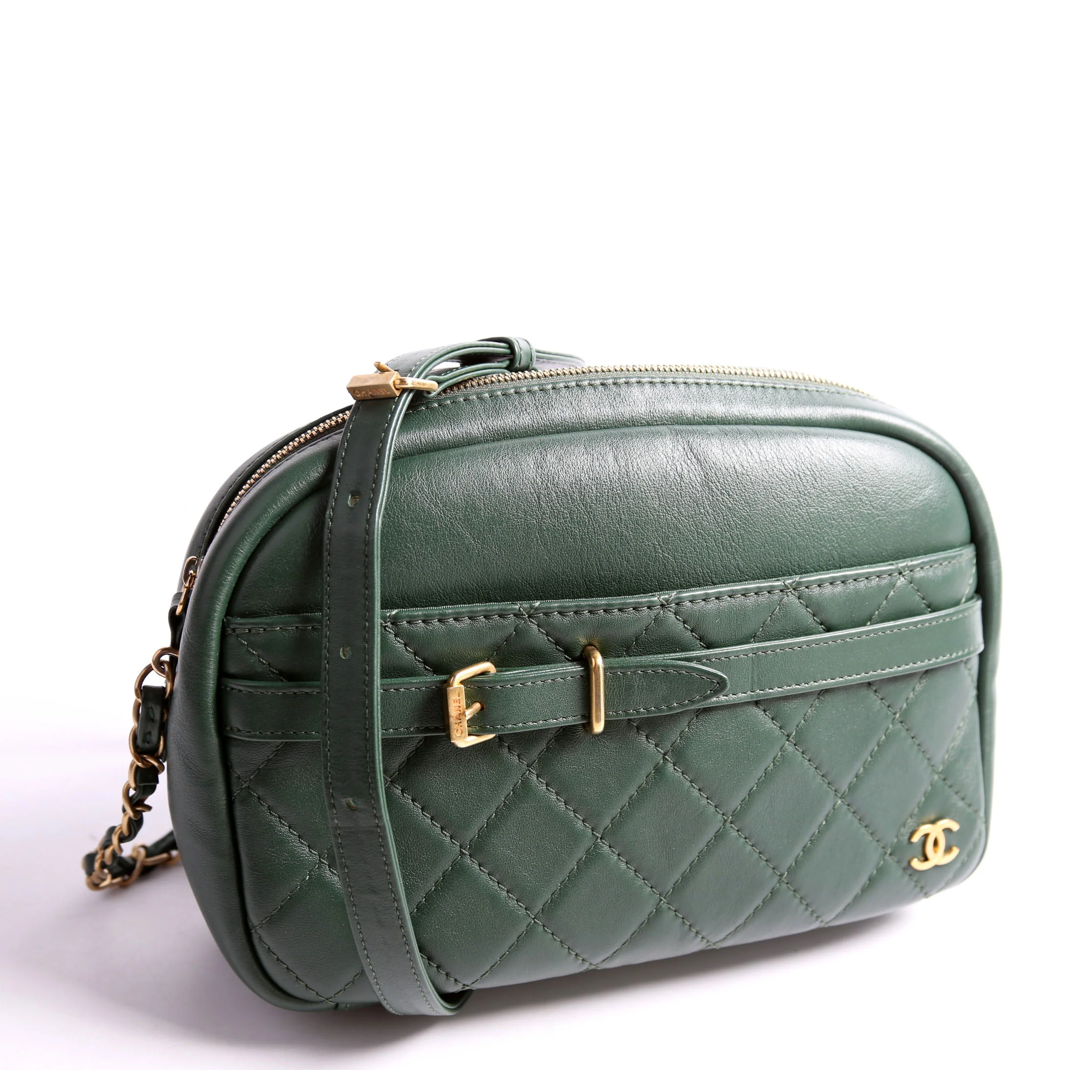 Buckle Camera Quilted Lambskin 26M Green - Image 2