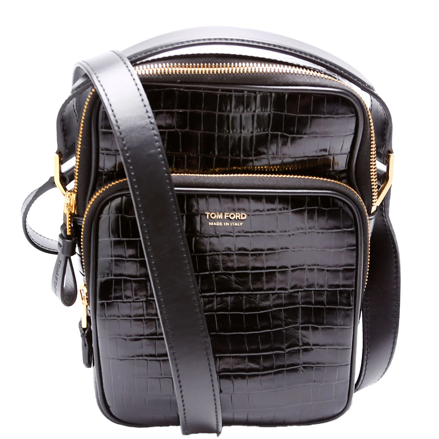 Buckley Small Croc Embossed Crossbody Black