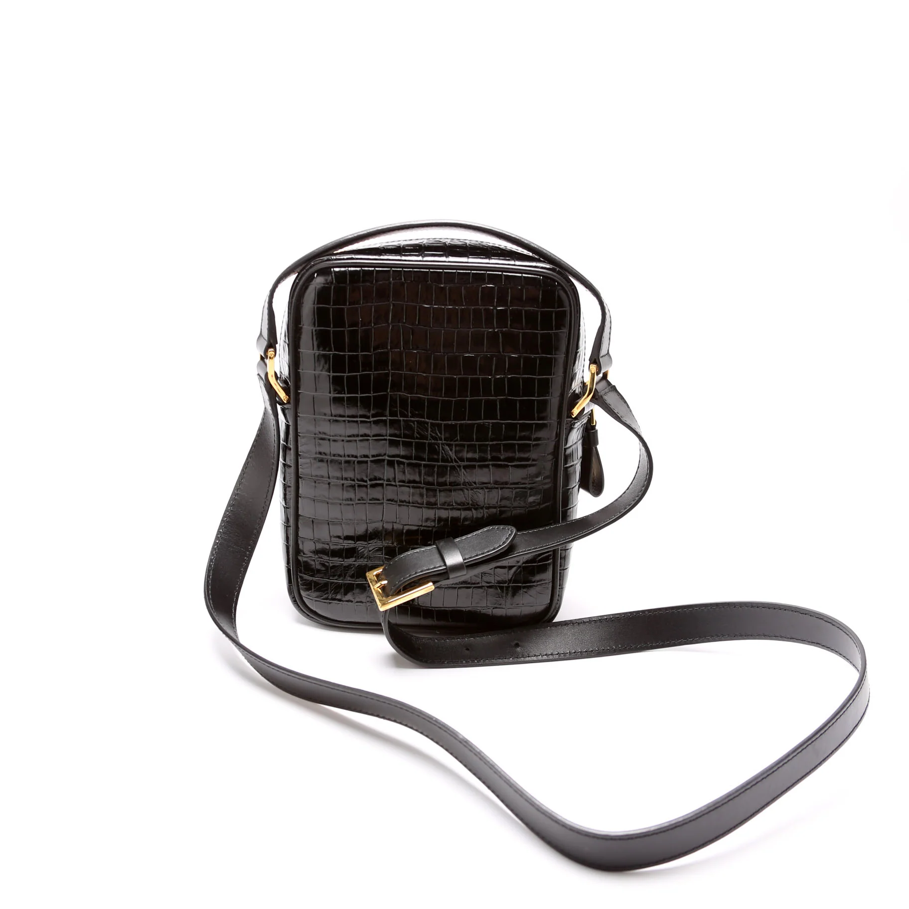 Buckley Small Croc Embossed Crossbody Black - Image 3