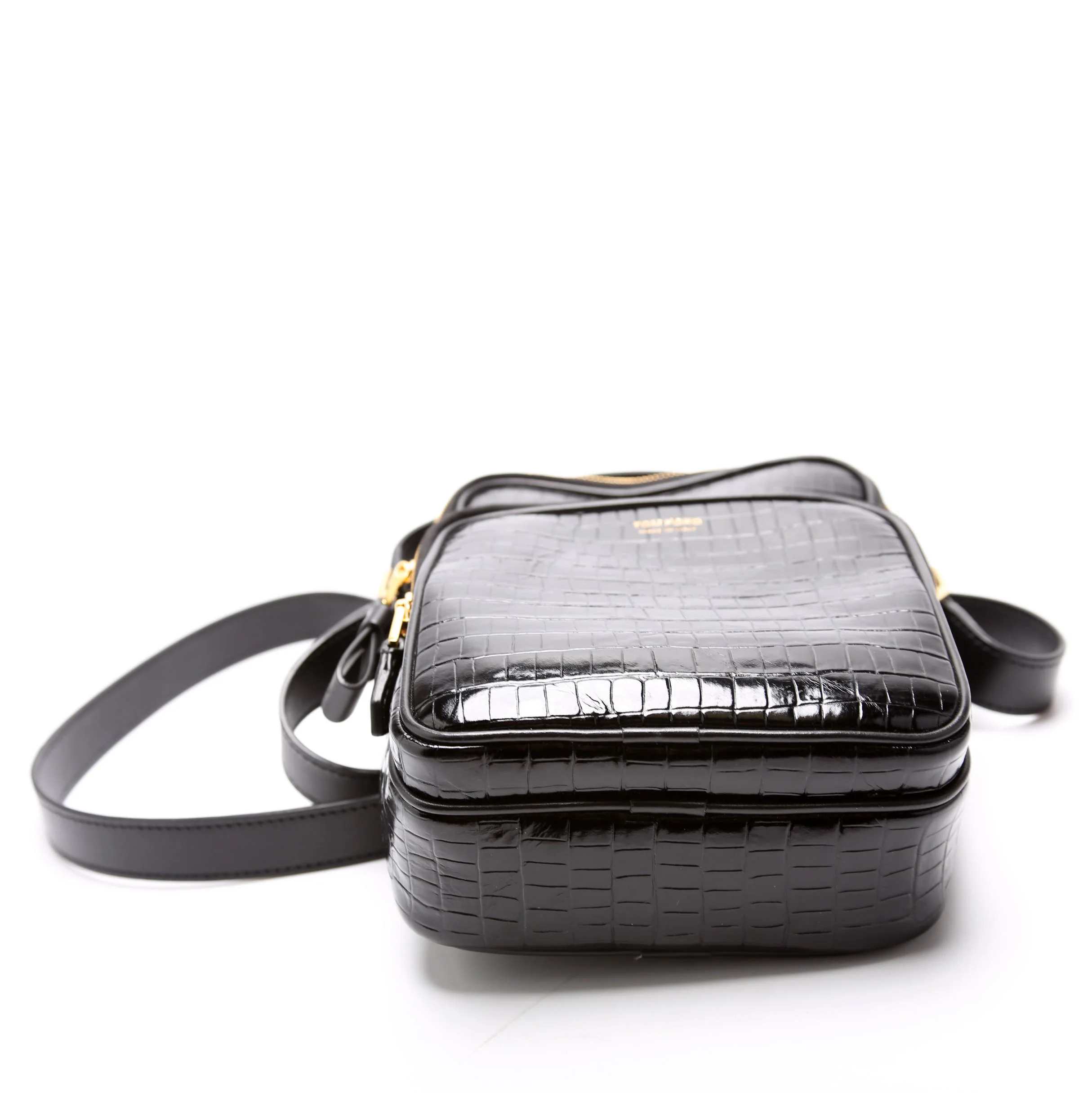 Buckley Small Croc Embossed Crossbody Black - Image 4