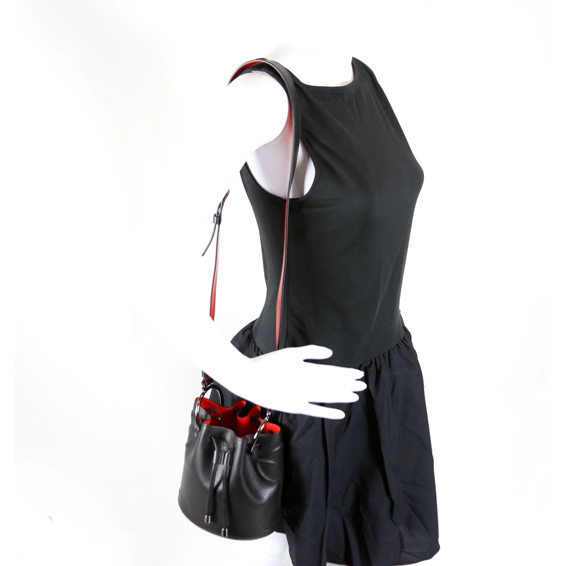 By My Side Embossed Logo Bucket Bag Black - Image 9