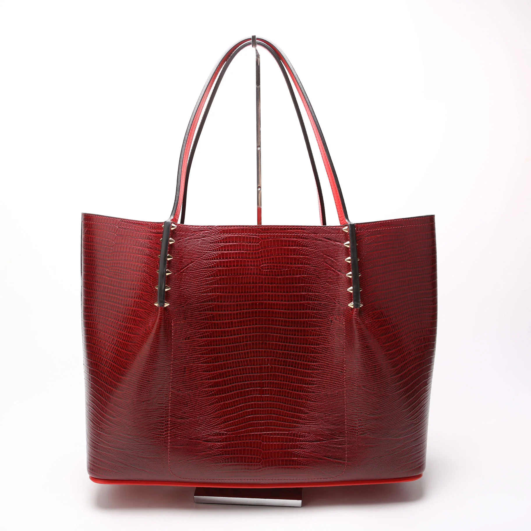 Cabarock Snake Embossed Large Tote Red - Image 3