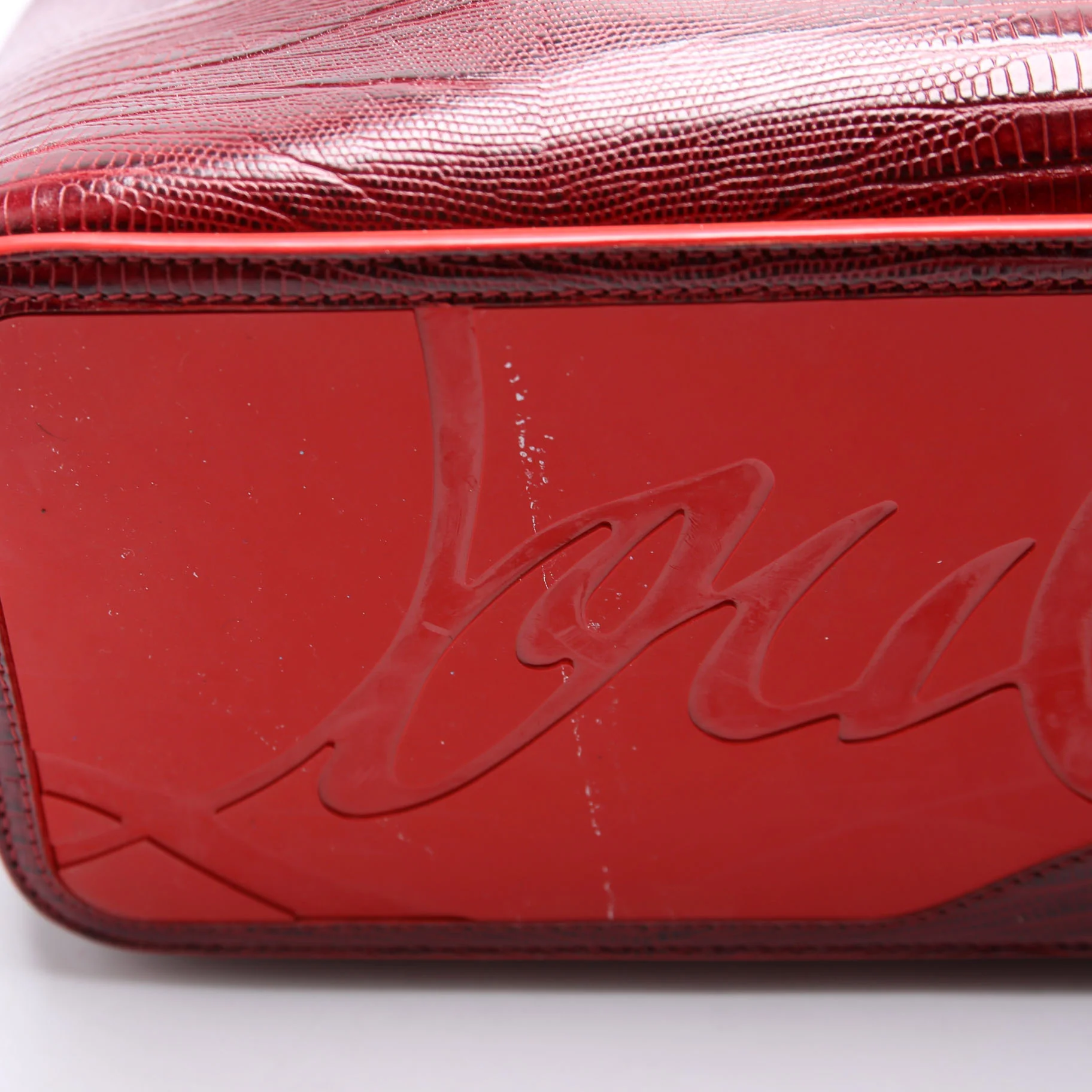 Cabarock Snake Embossed Large Tote Red - Image 5