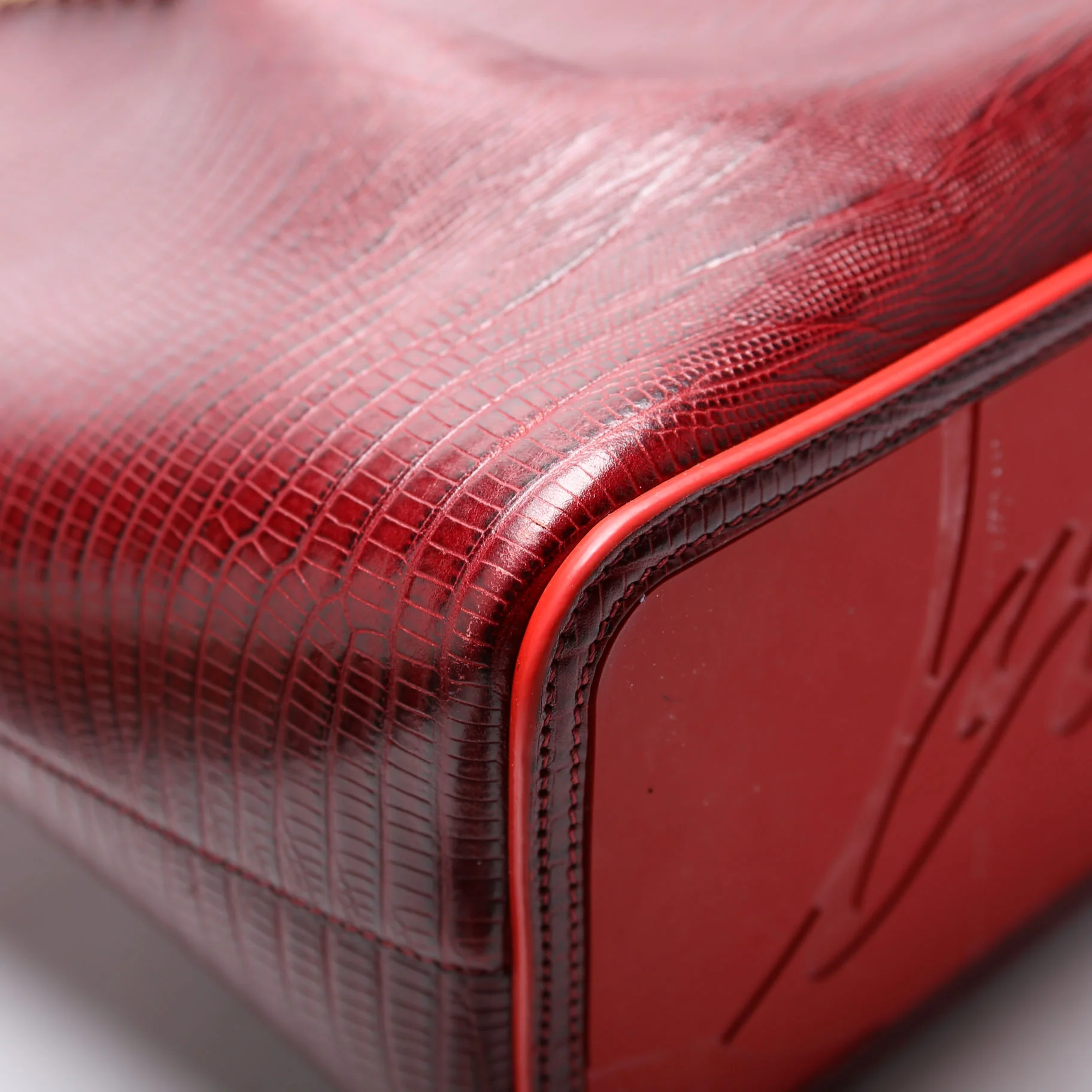 Cabarock Snake Embossed Large Tote Red - Image 6