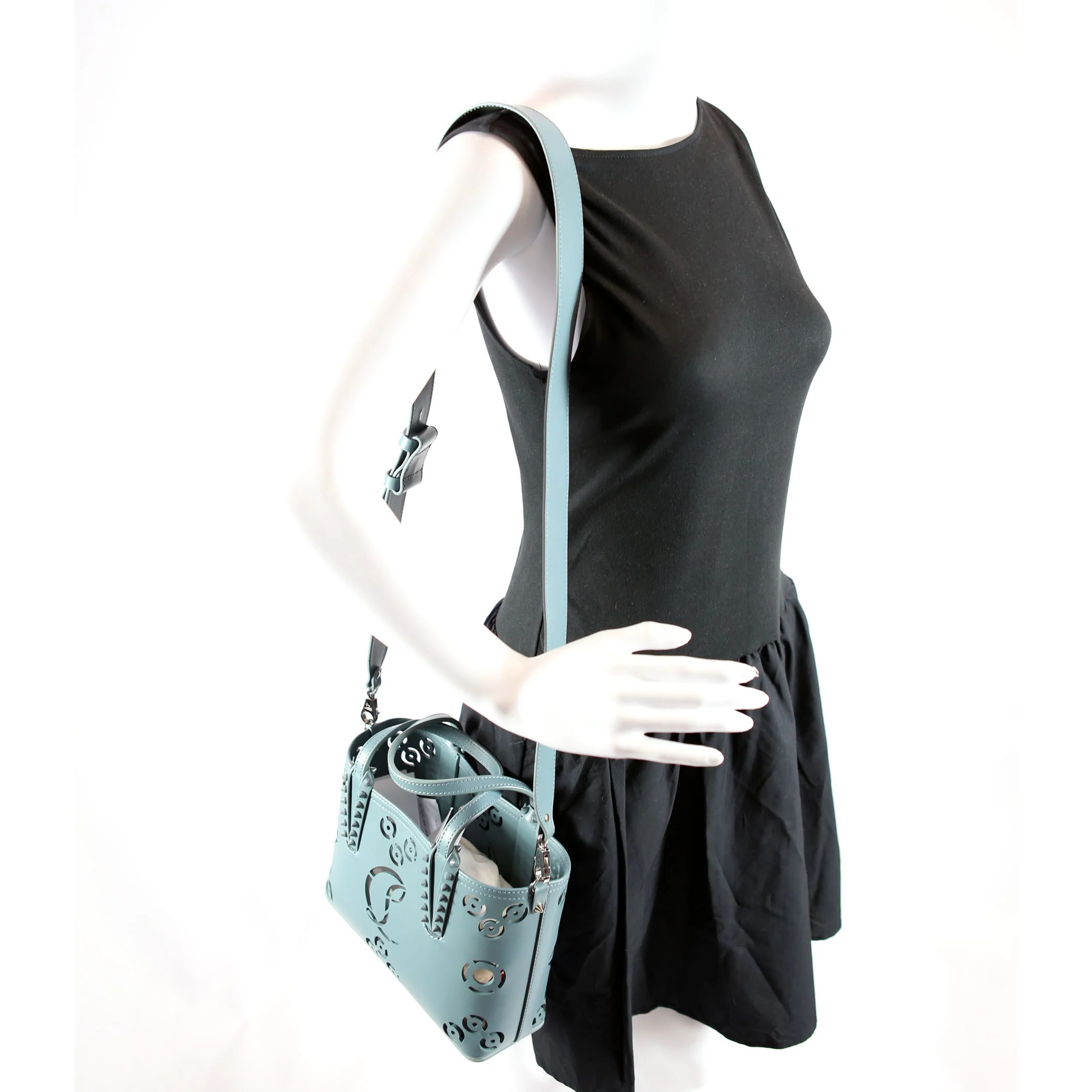 Cabata Mini Loubinthesky Perforated Tote Leather Blue - Image 13