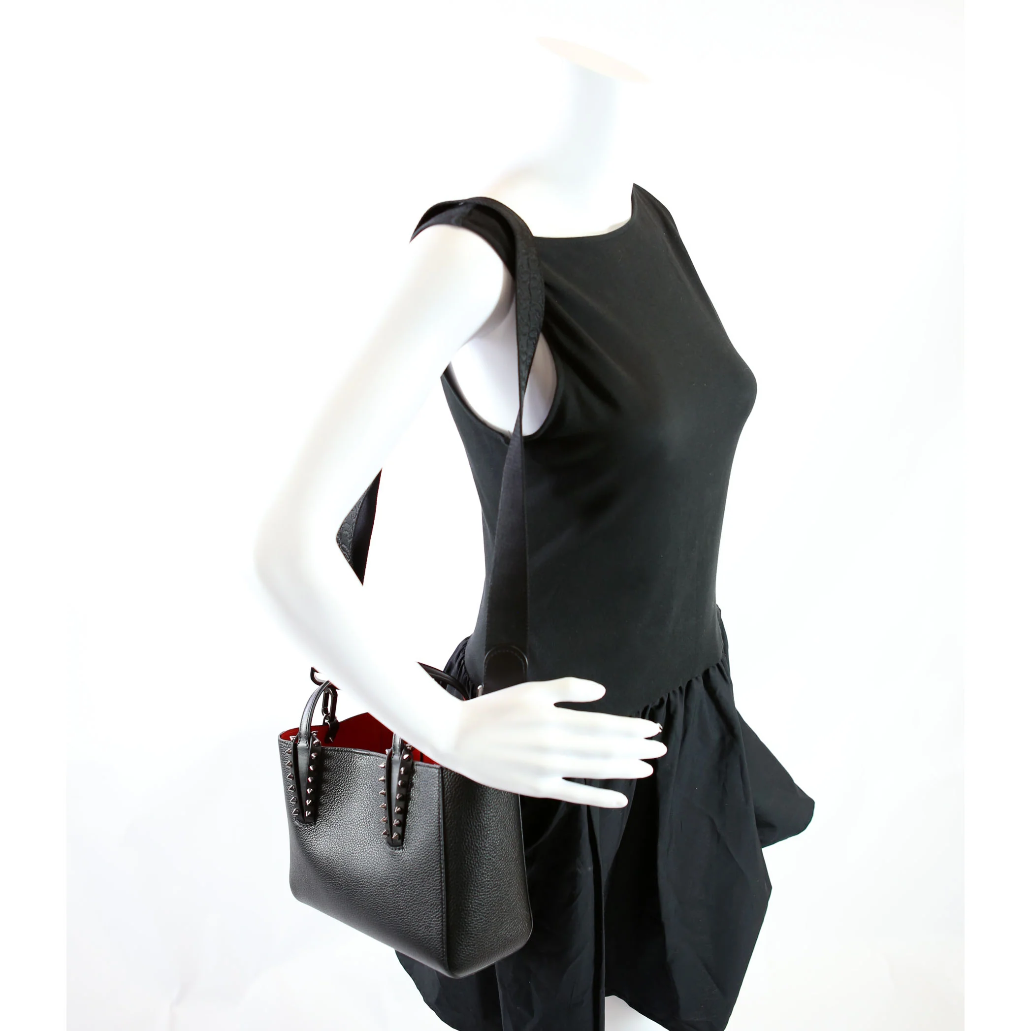 Cabata Mini Tote Leather Black/Red - Image 9