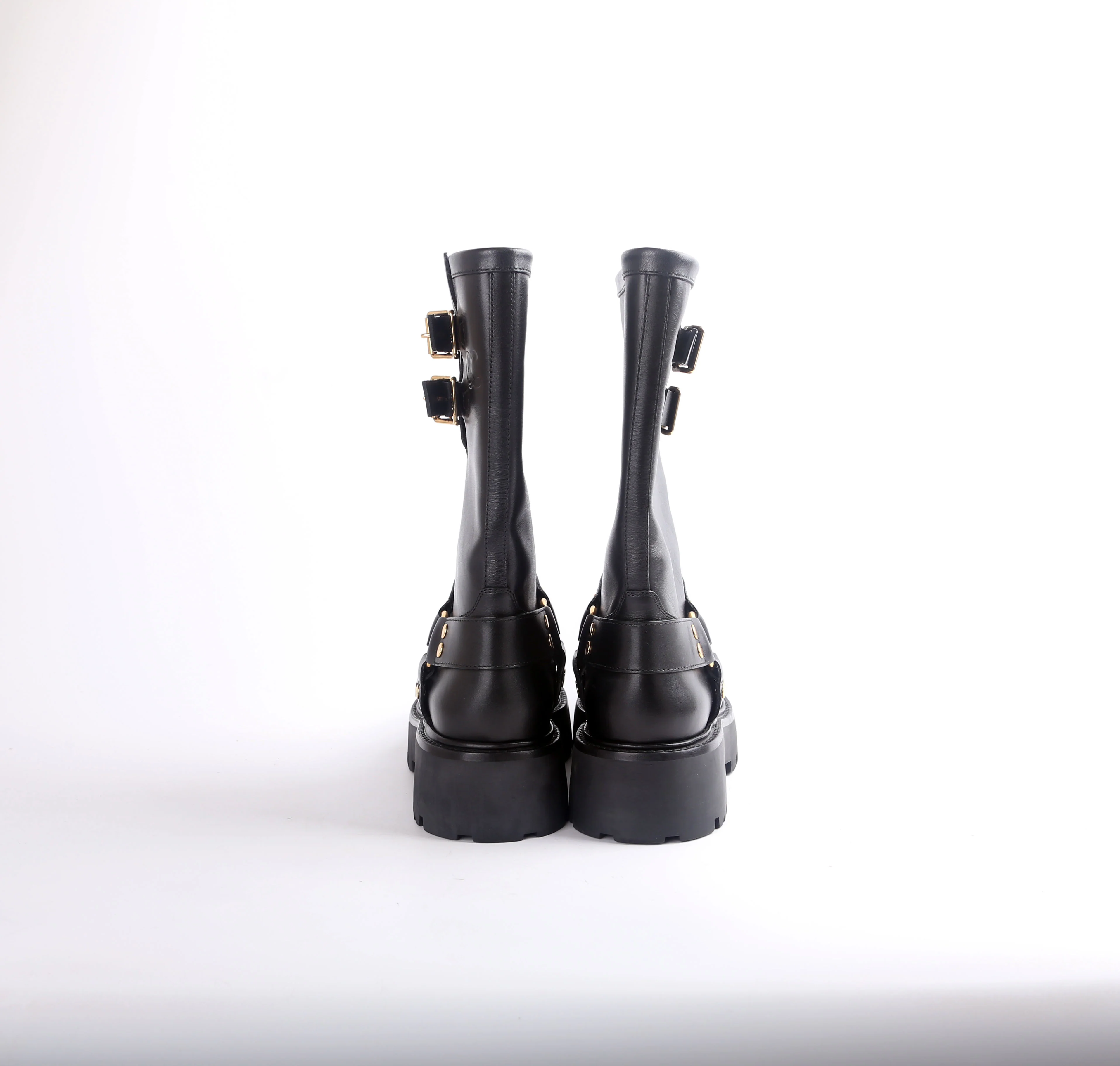 Calfskin Buckle Biker Boots Size 42 - Image 4