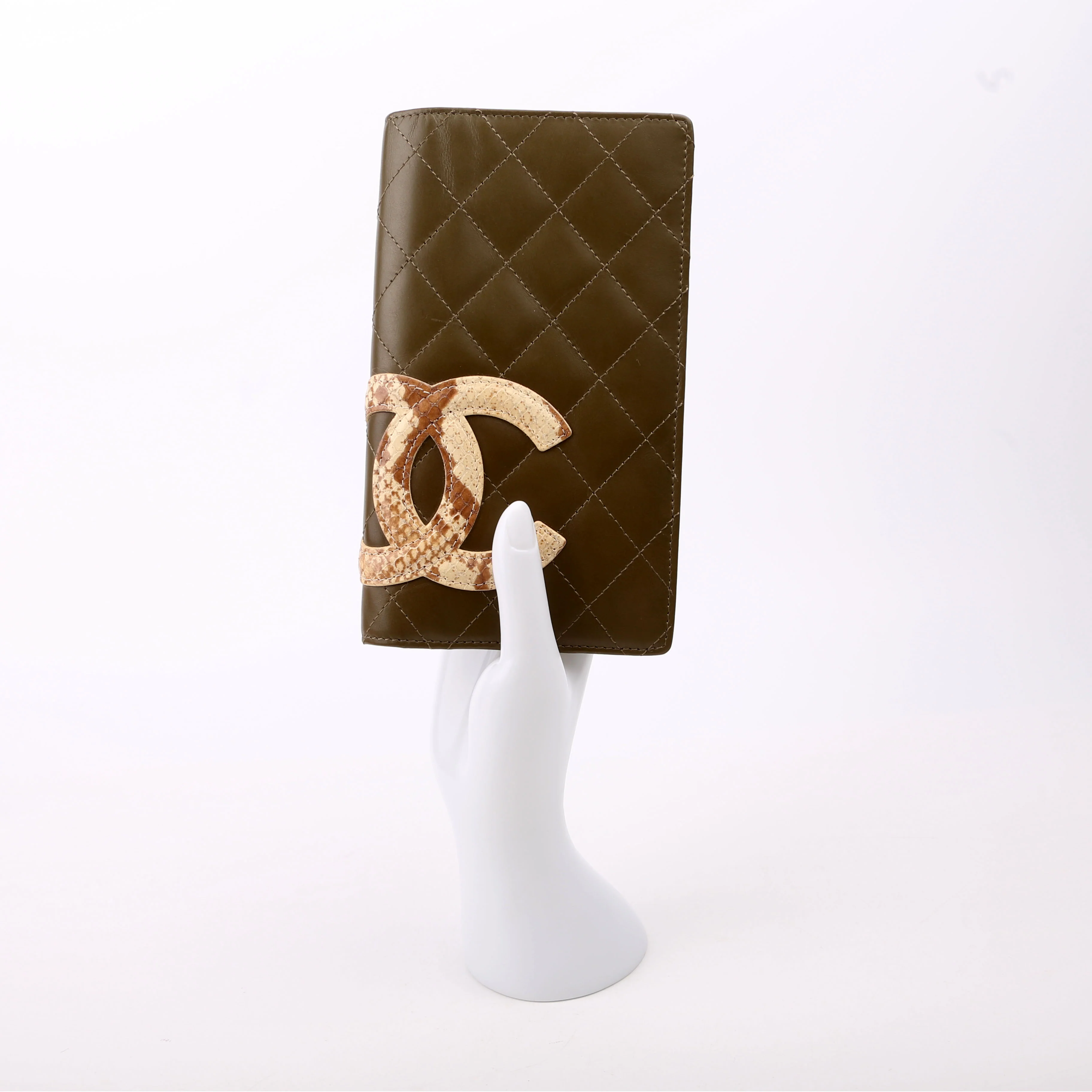 Cambon Ligne Long Wallet Lambskin/Python Green/Beige - Image 7