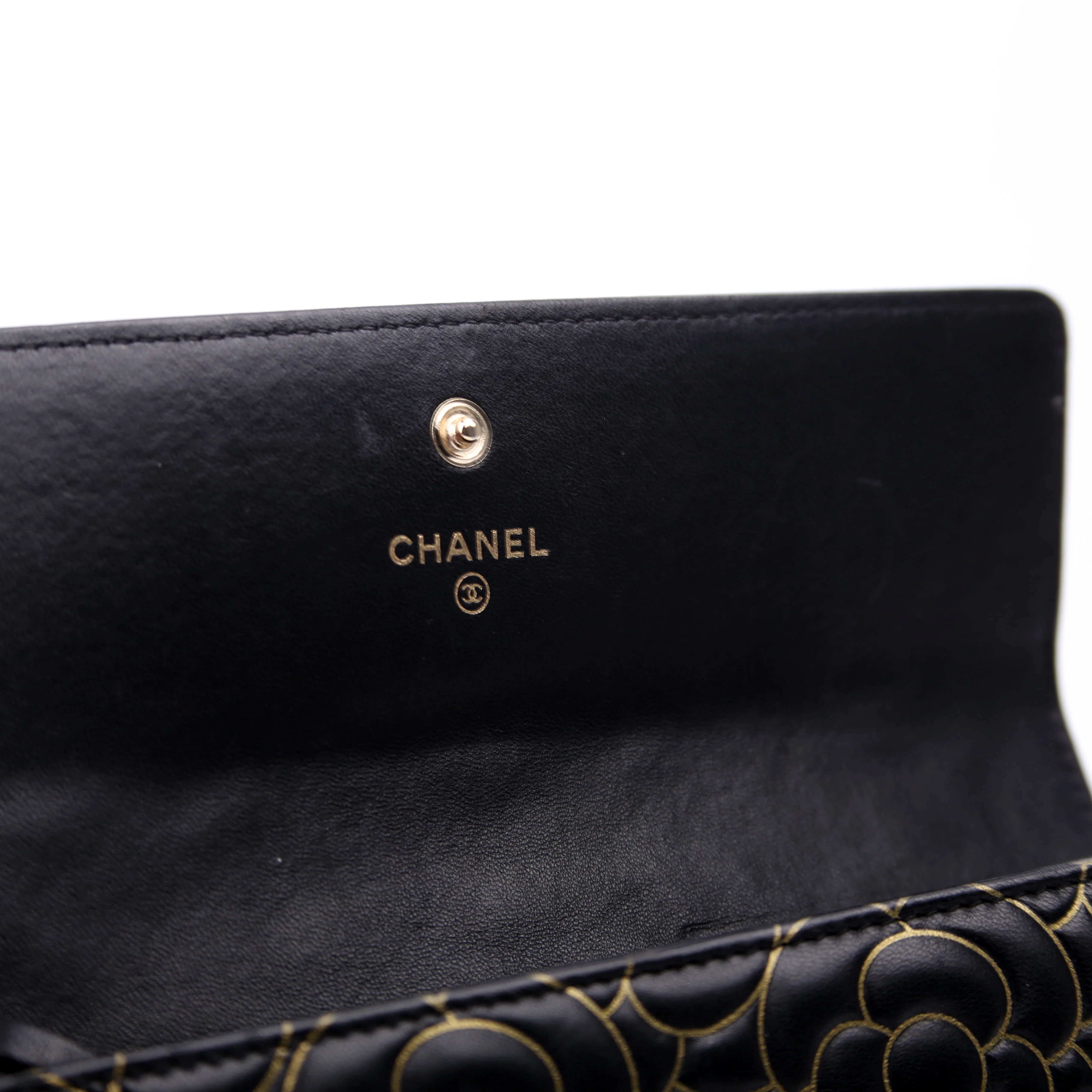Camellia Embossed Long Wallet 21M Black/Gold - Image 10