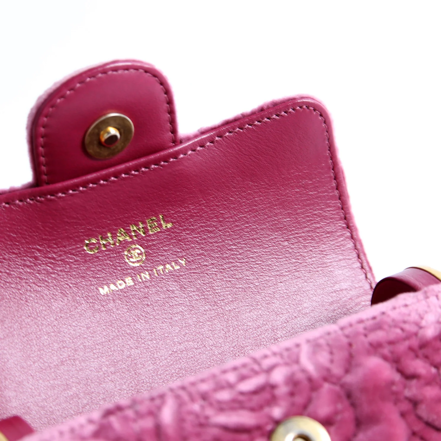 Camellia Embossed Velvet Jewel Belt Card Holder With Chain Mauve - Image 13