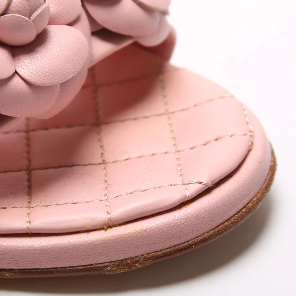 Camellia Flat Sandals Lambskin Size 36.5 Pink - Image 7
