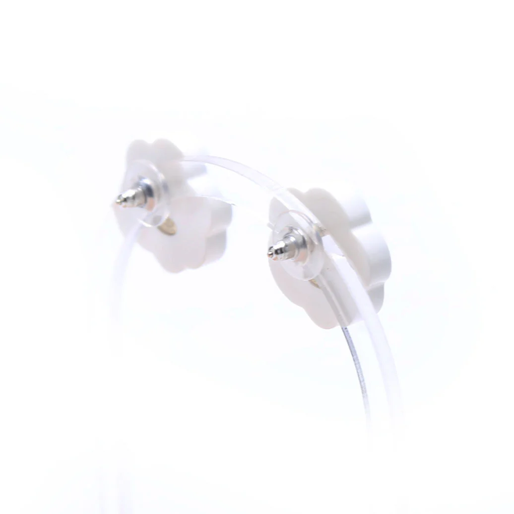 Camellia Flower Resin Earrings Black/White - Image 4