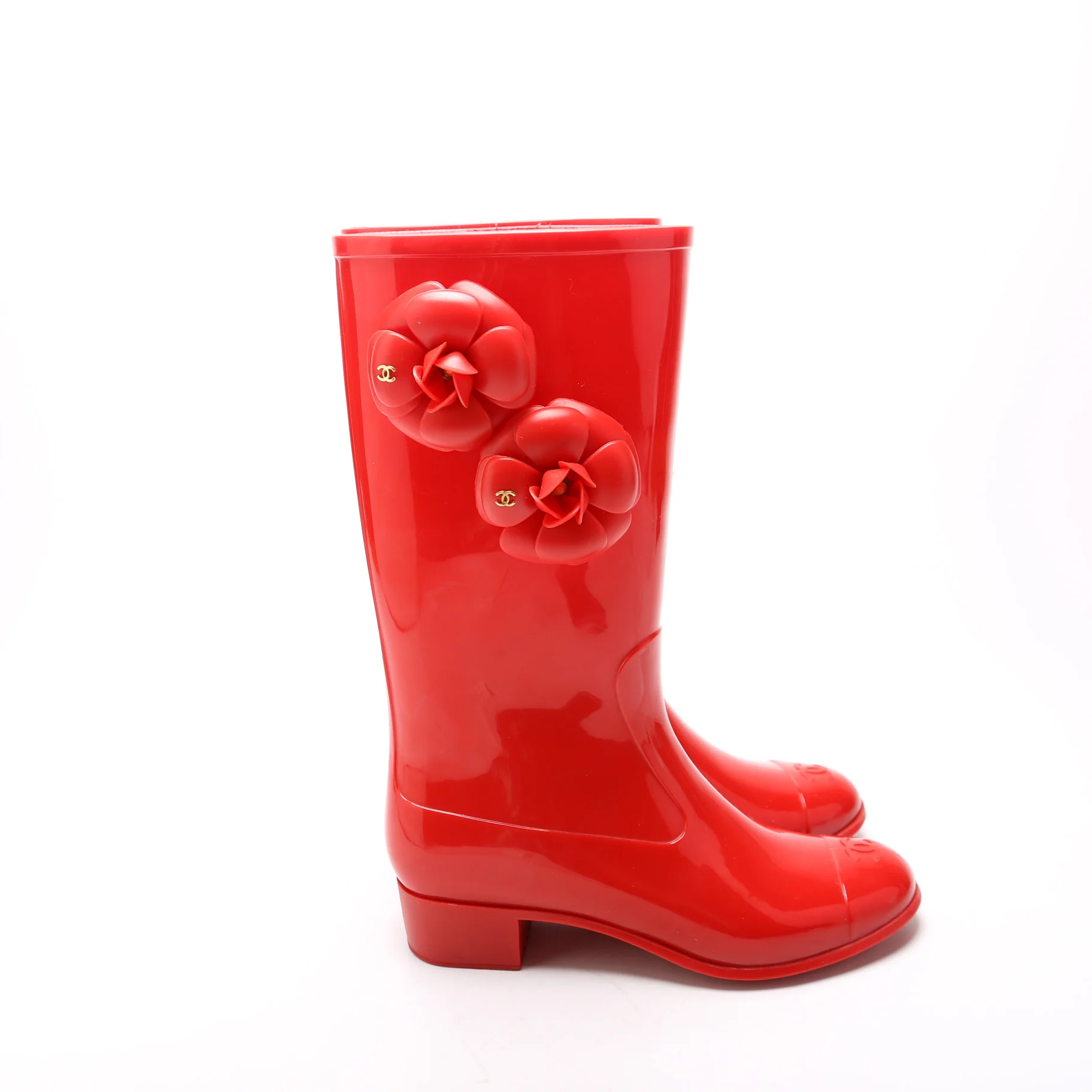 Camellia Flower Rubber Rain Boots Size 38 - Image 3