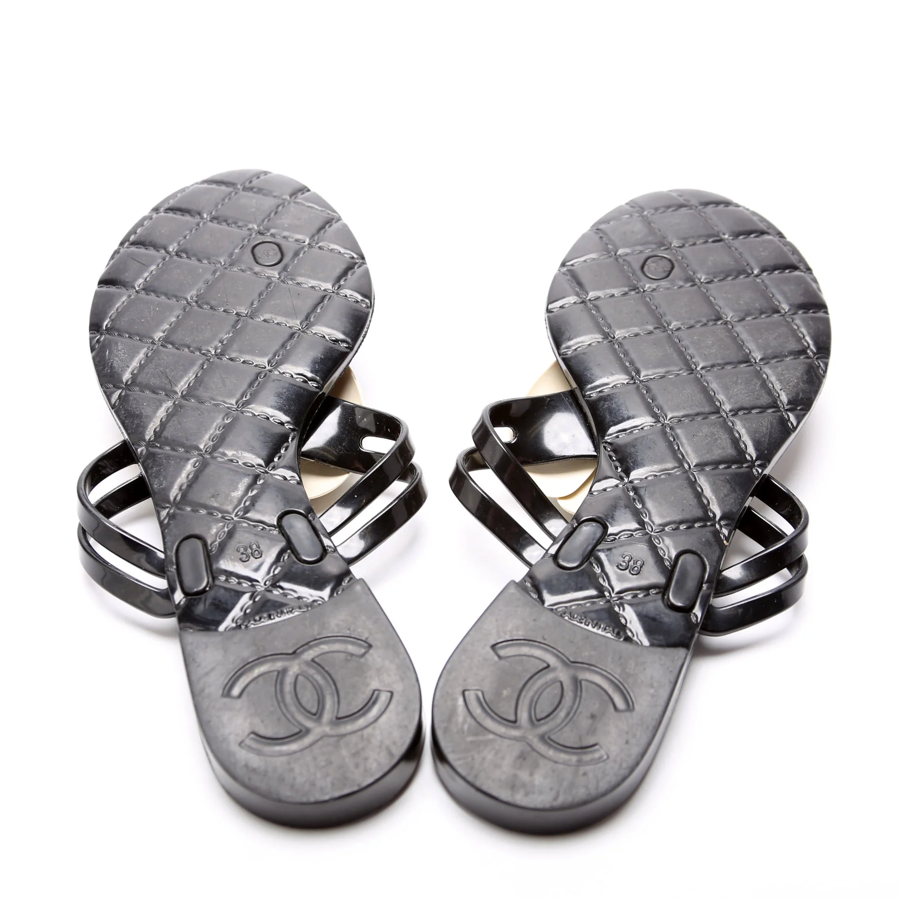Camellia Jelly Sandals Size 38 Black and White - Image 6