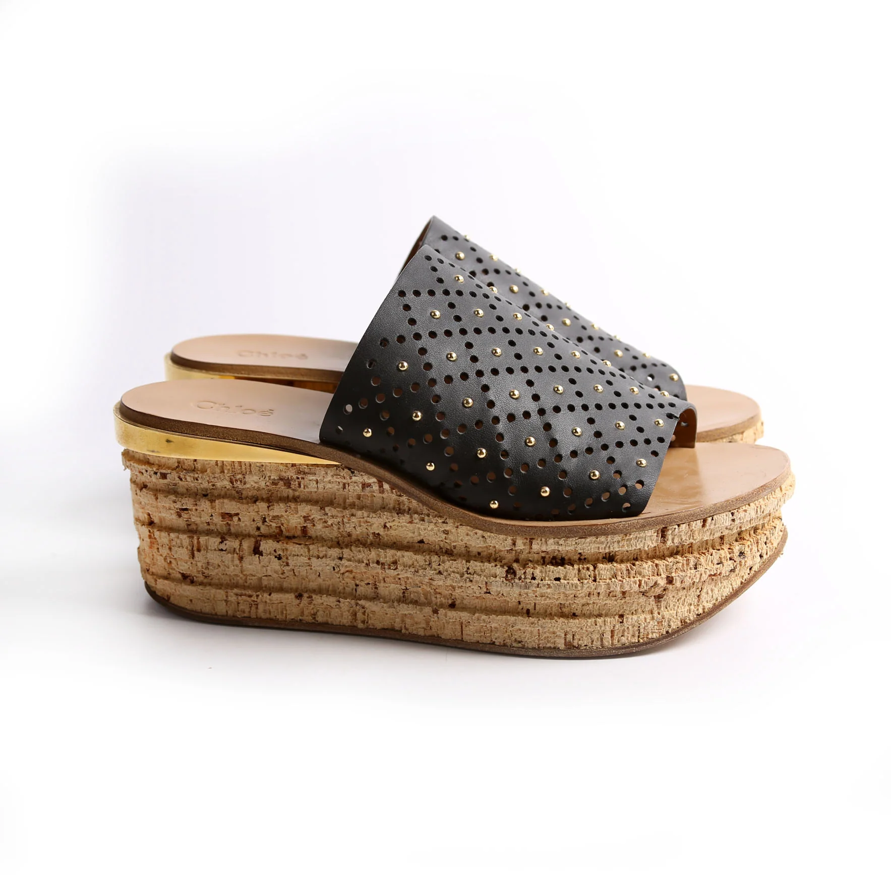 Camille Cork Platform Sandals Size 39 Black - Image 6