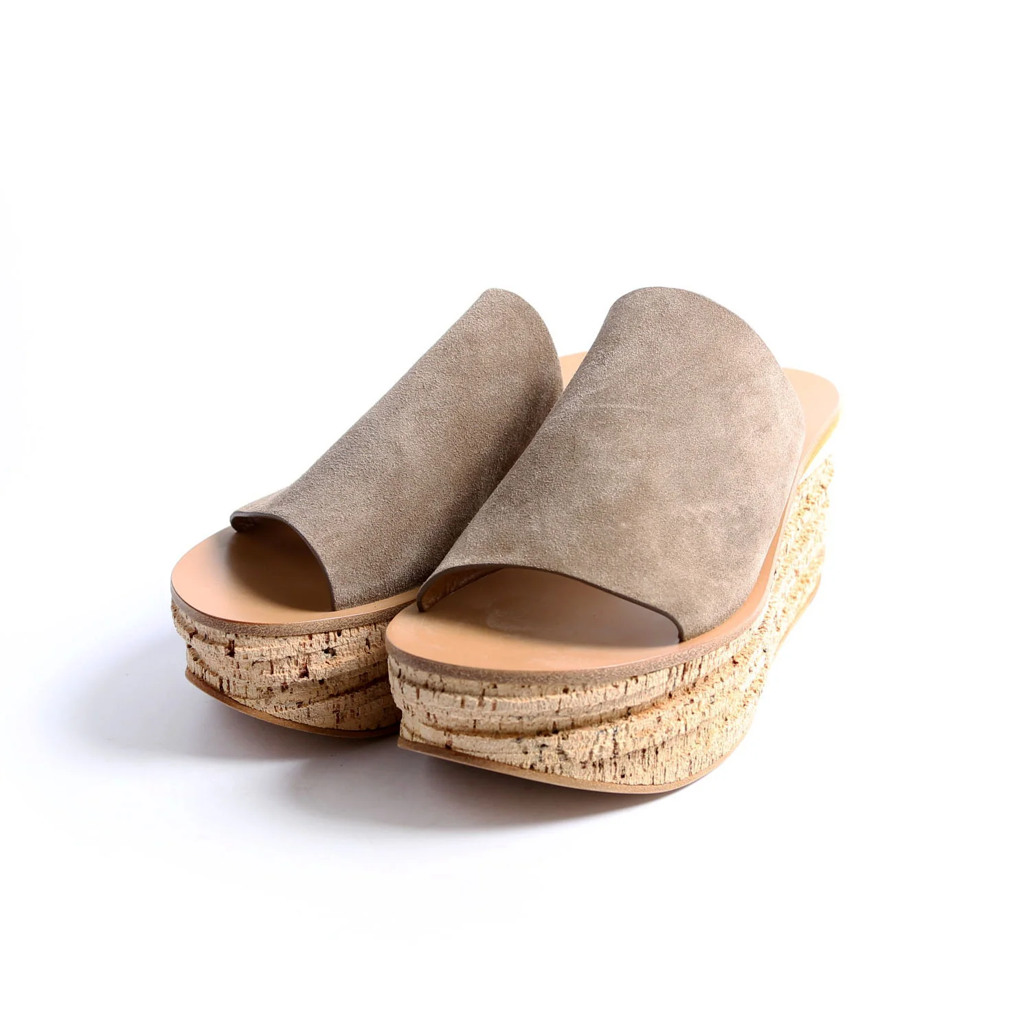 Camille Cork Platform Sandals Size 40 Beige/Taupe - Image 2