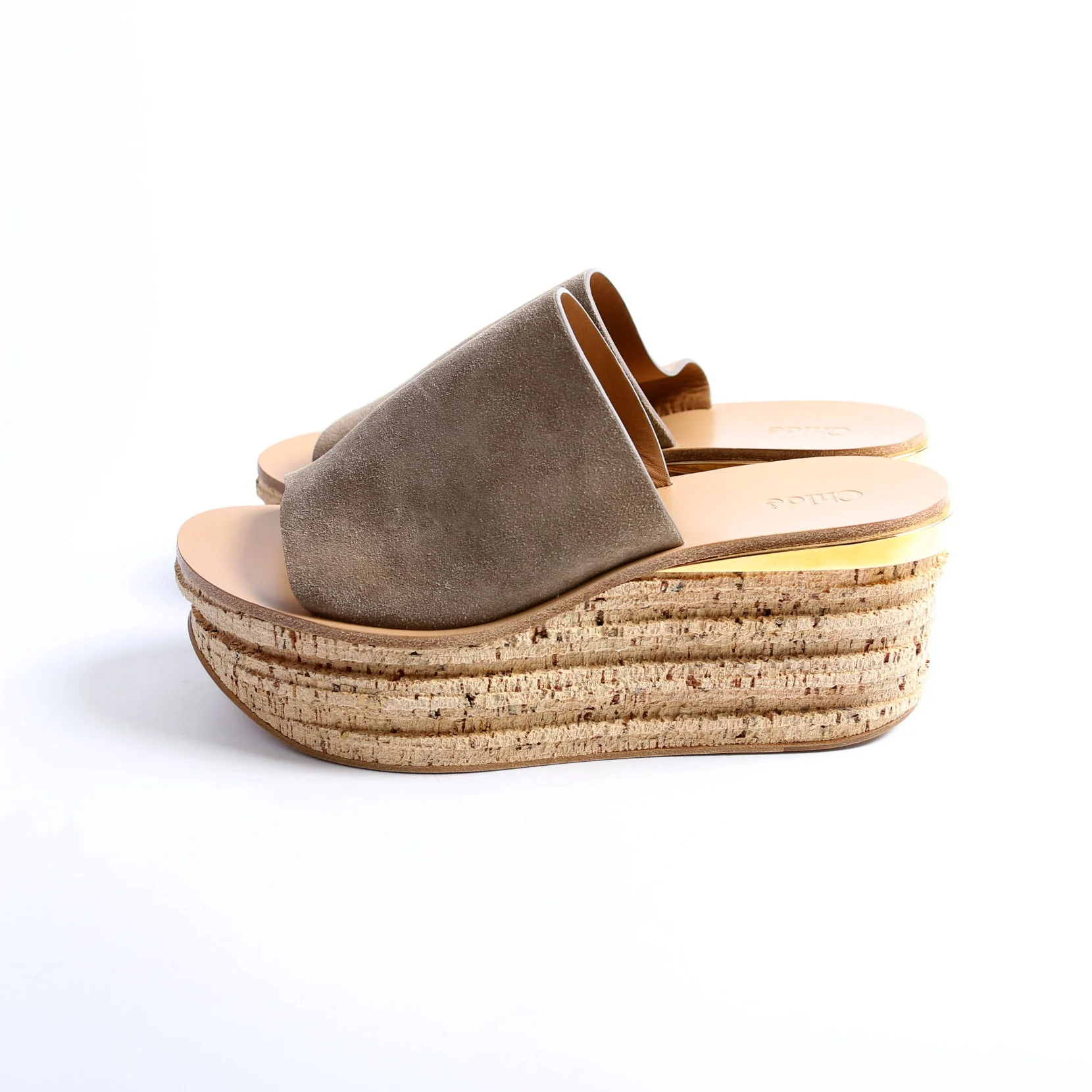 Camille Cork Platform Sandals Size 40 Beige/Taupe - Image 4