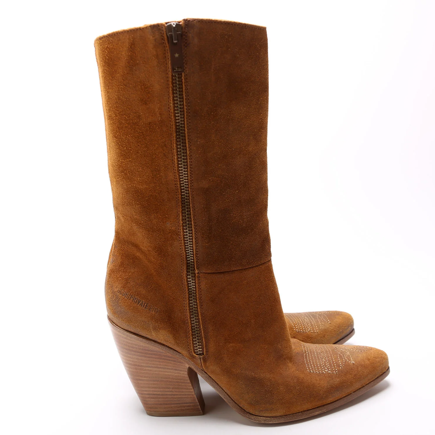 Candy Suede Cowboy Boots Size 39 Brown - Image 3