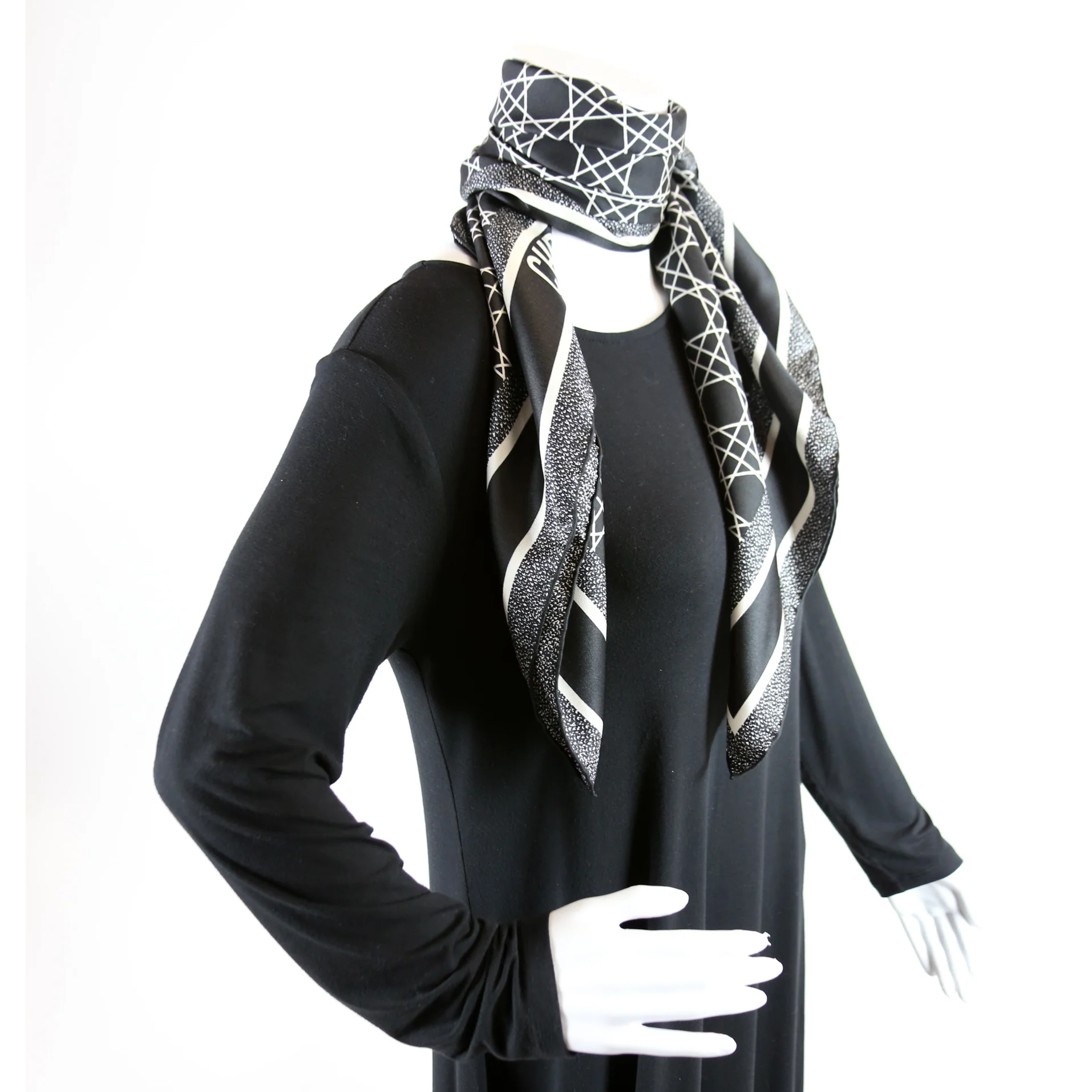 Cannage Square Silk Scarf 90CM Black - Image 6