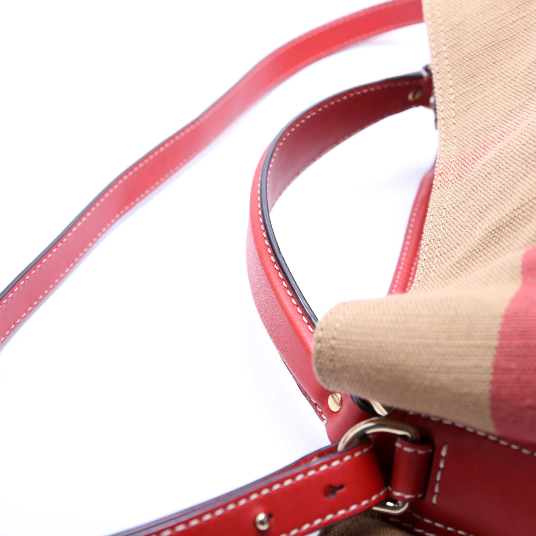 Canvas Mega Check Ashby Hobo Medium Red - Image 6