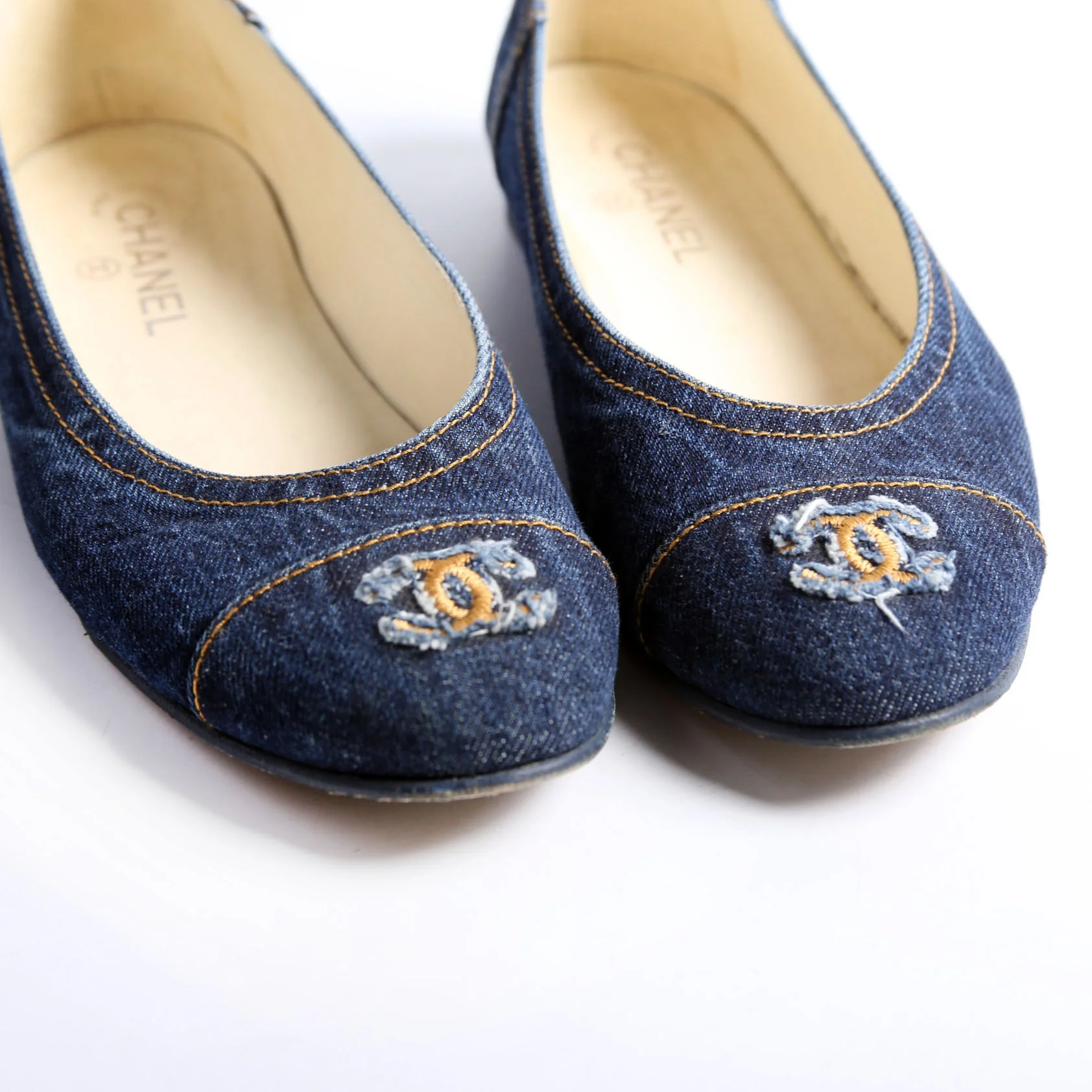 Cap Toe Ballet Flats Size 42 Denim - Image 10